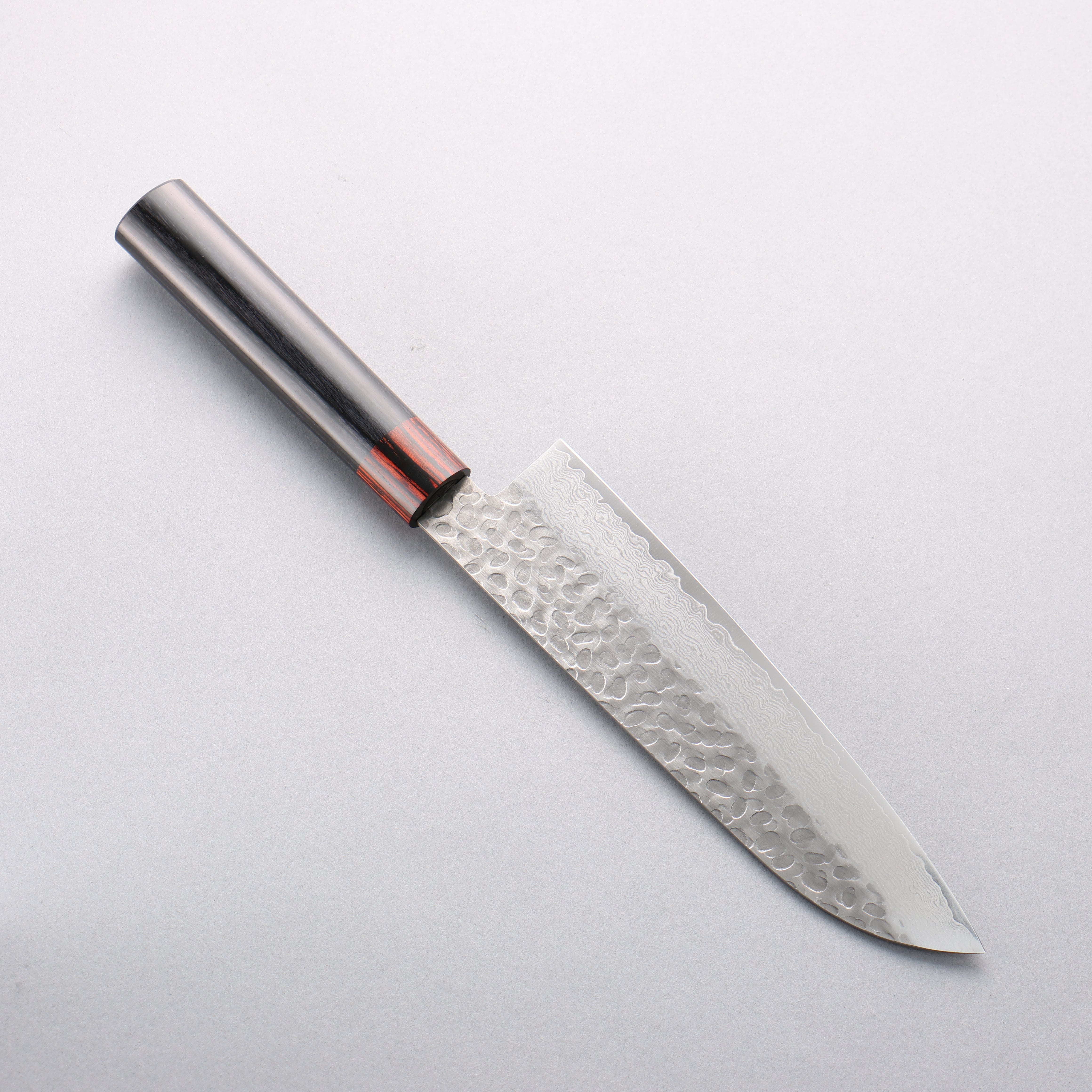 Seisuke VG10 33 Layer Hammered Damascus Santoku 180mm Black Pakka wood Handle - Seisuke Knife