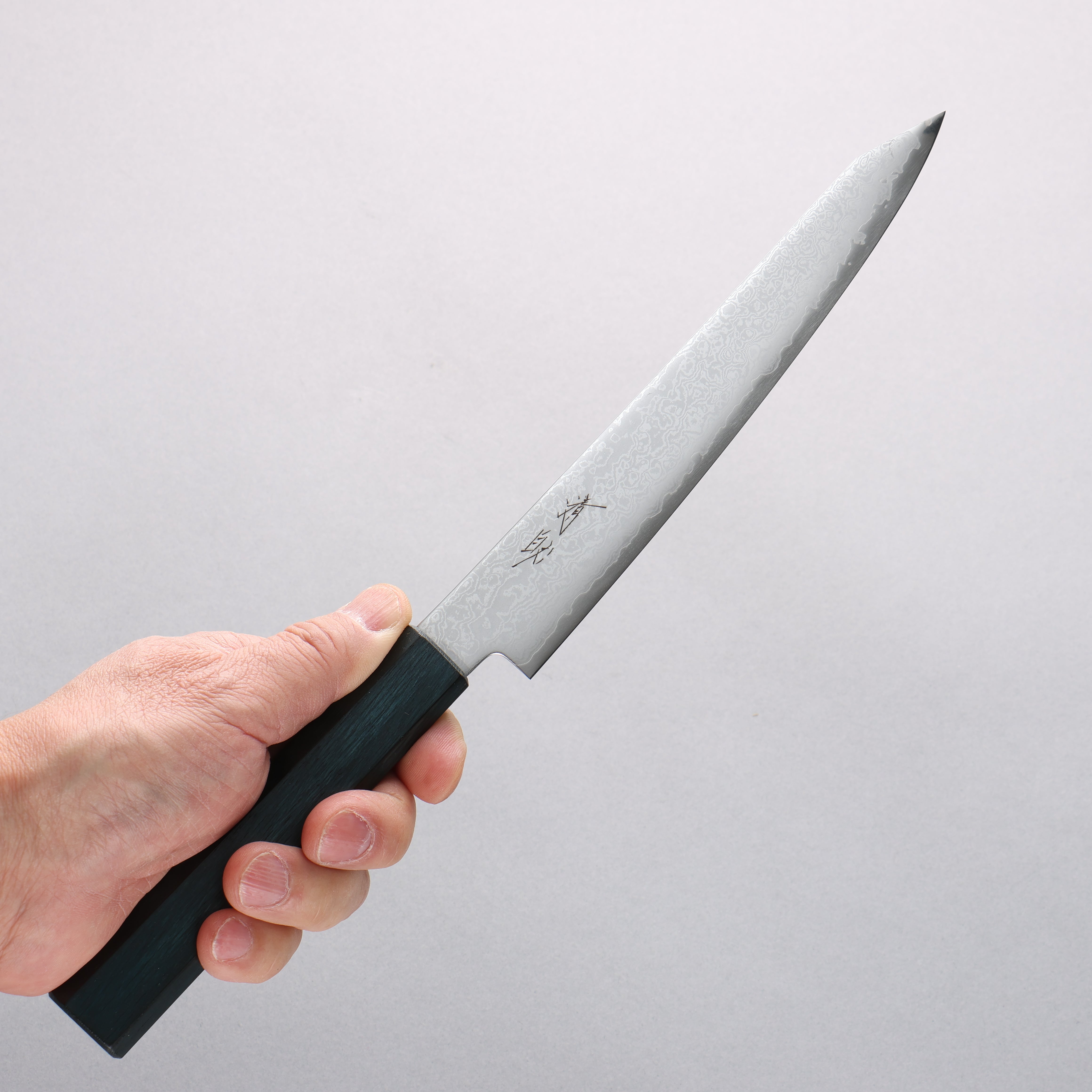 Seisuke VG10 Damascus Kiritsuke Petty-Utility 180mm Indigo Dyed Oak Handle - Seisuke Knife