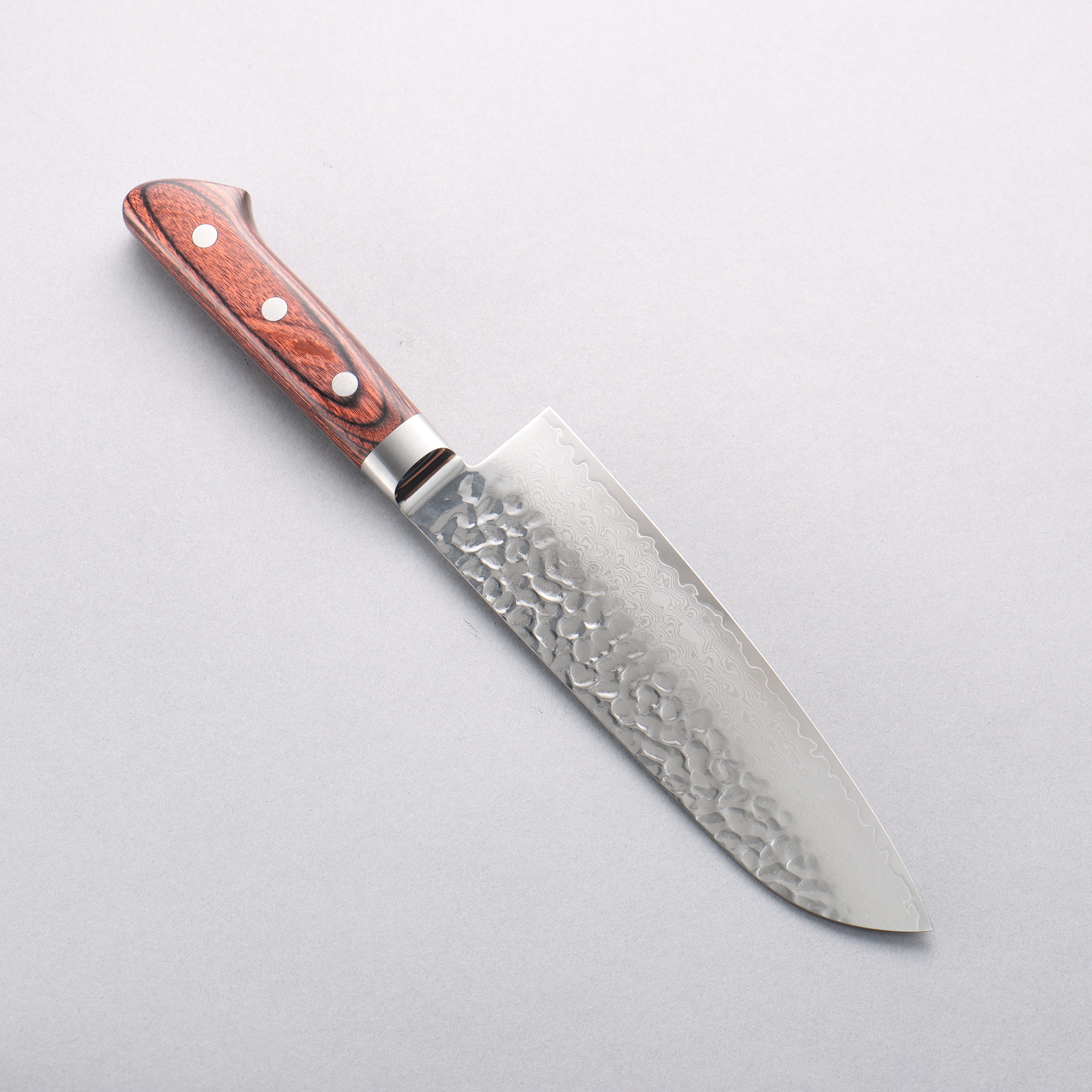 Seisuke VG10 33 Layer Damascus Santoku 170mm Brown Pakka wood Handle with Sheath - Seisuke Knife