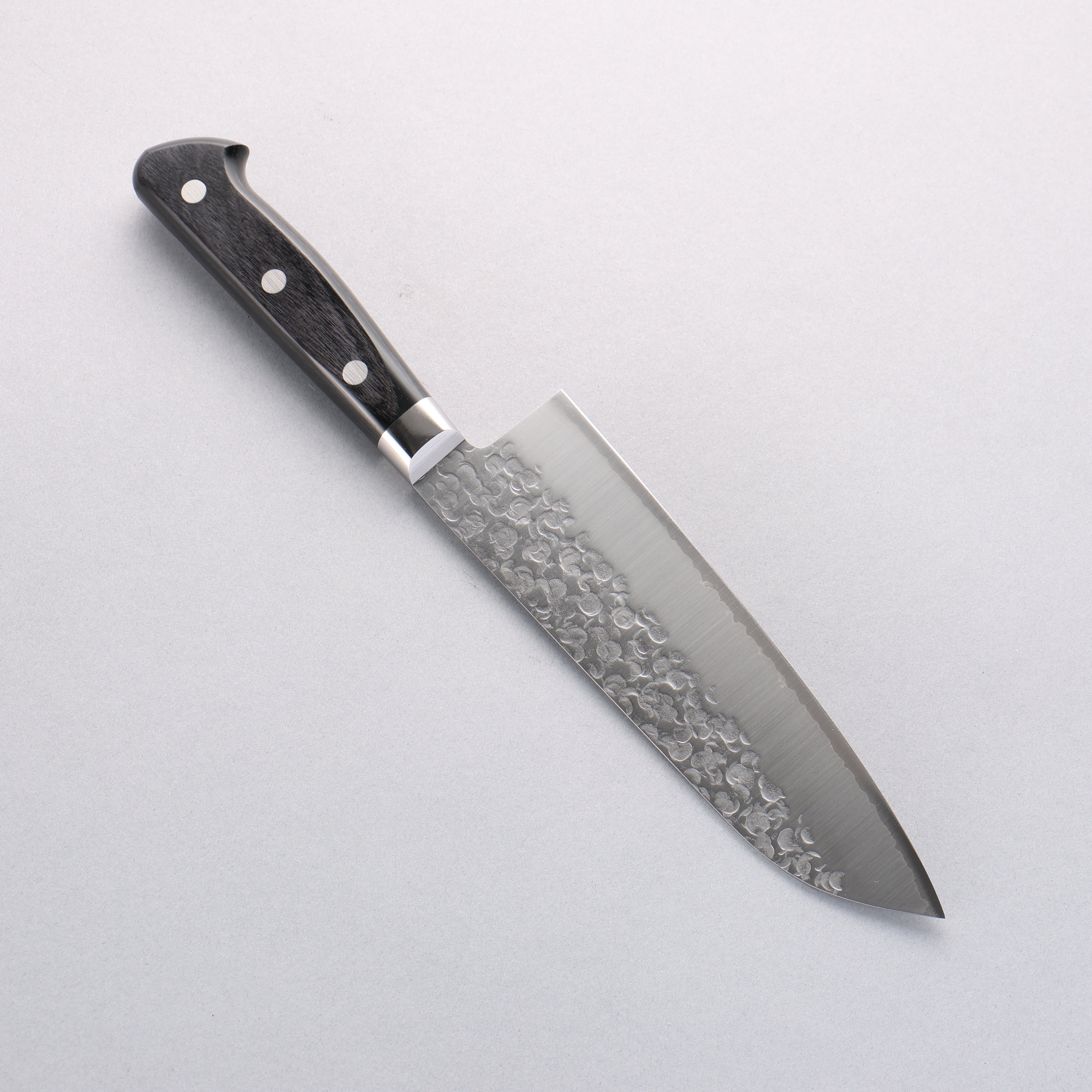 Takamura Knives VG10 Hammered Santoku 170mm Black Pakkawood Handle - Seisuke Knife