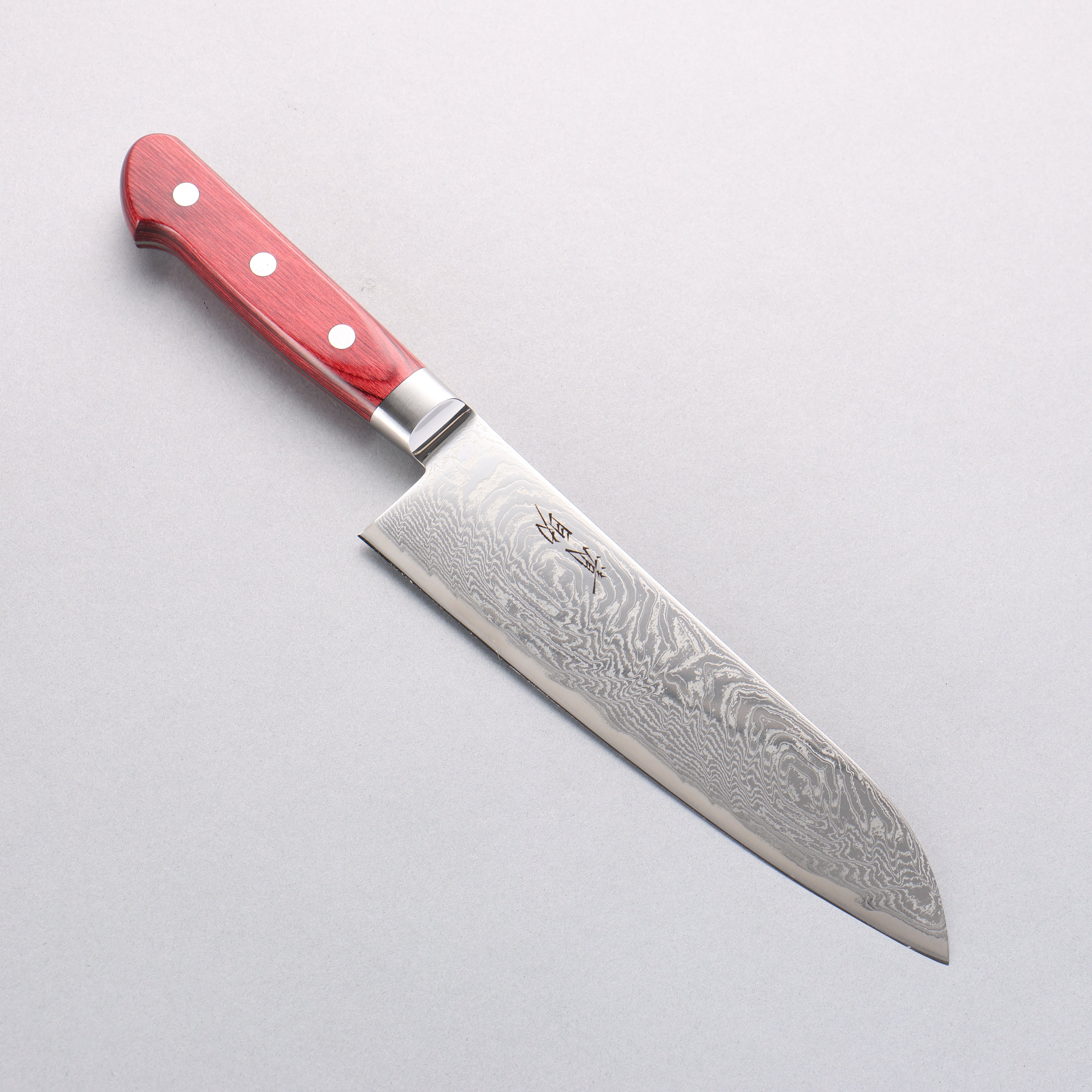 Seisuke Nami AUS10 Mirrored Finish Damascus Santoku 180mm Red Pakka wood Handle - Seisuke Knife