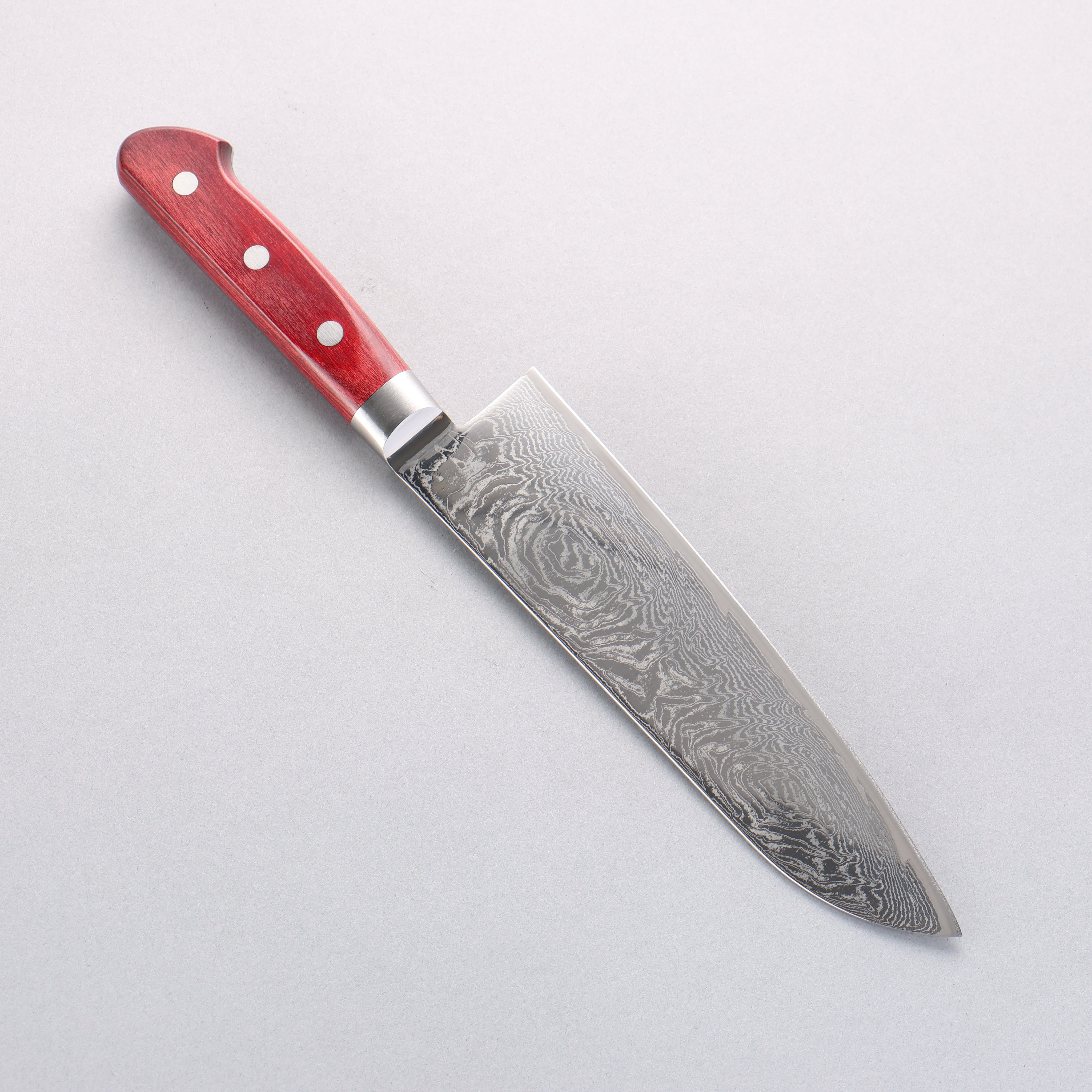 Seisuke Nami AUS10 Mirrored Finish Damascus Santoku 180mm Red Pakka wood Handle - Seisuke Knife