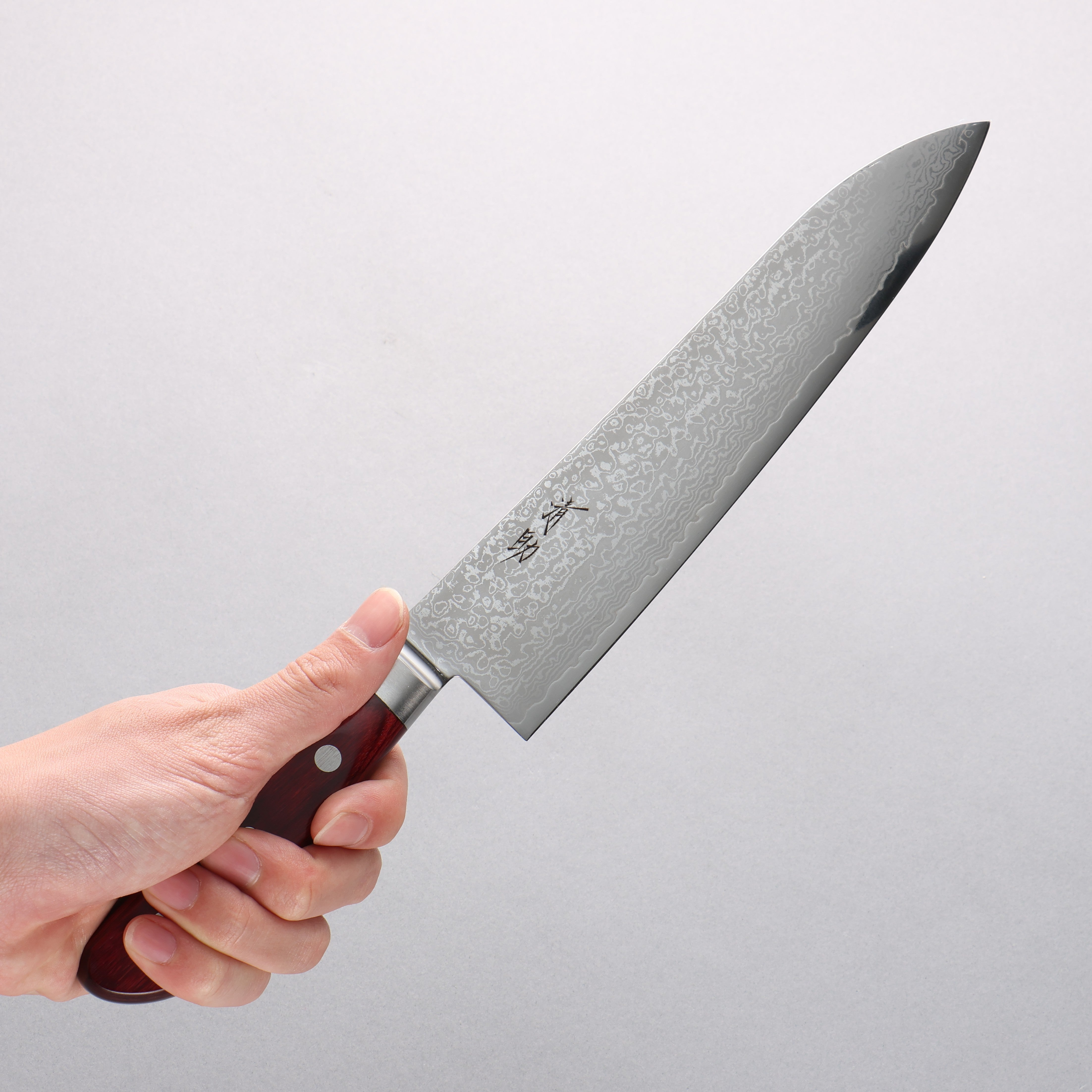 Seisuke VG10 33 Layer Mirrored Finish Damascus Gyuto 210mm Red Pakka wood Handle - Seisuke Knife