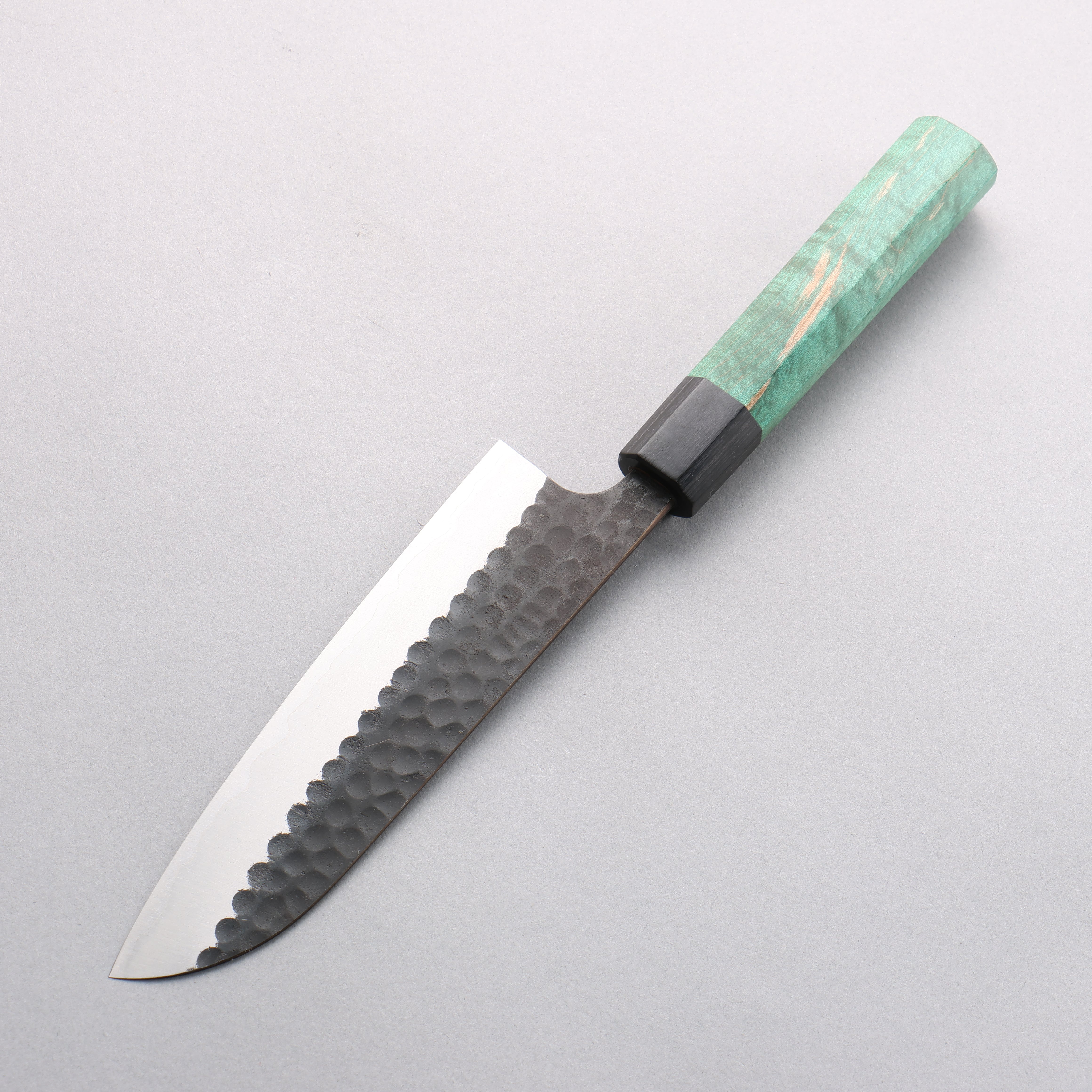 Anryu Blue Super Kurouchi Santoku 165mm Green Stabilized Wood Handle - Seisuke Knife