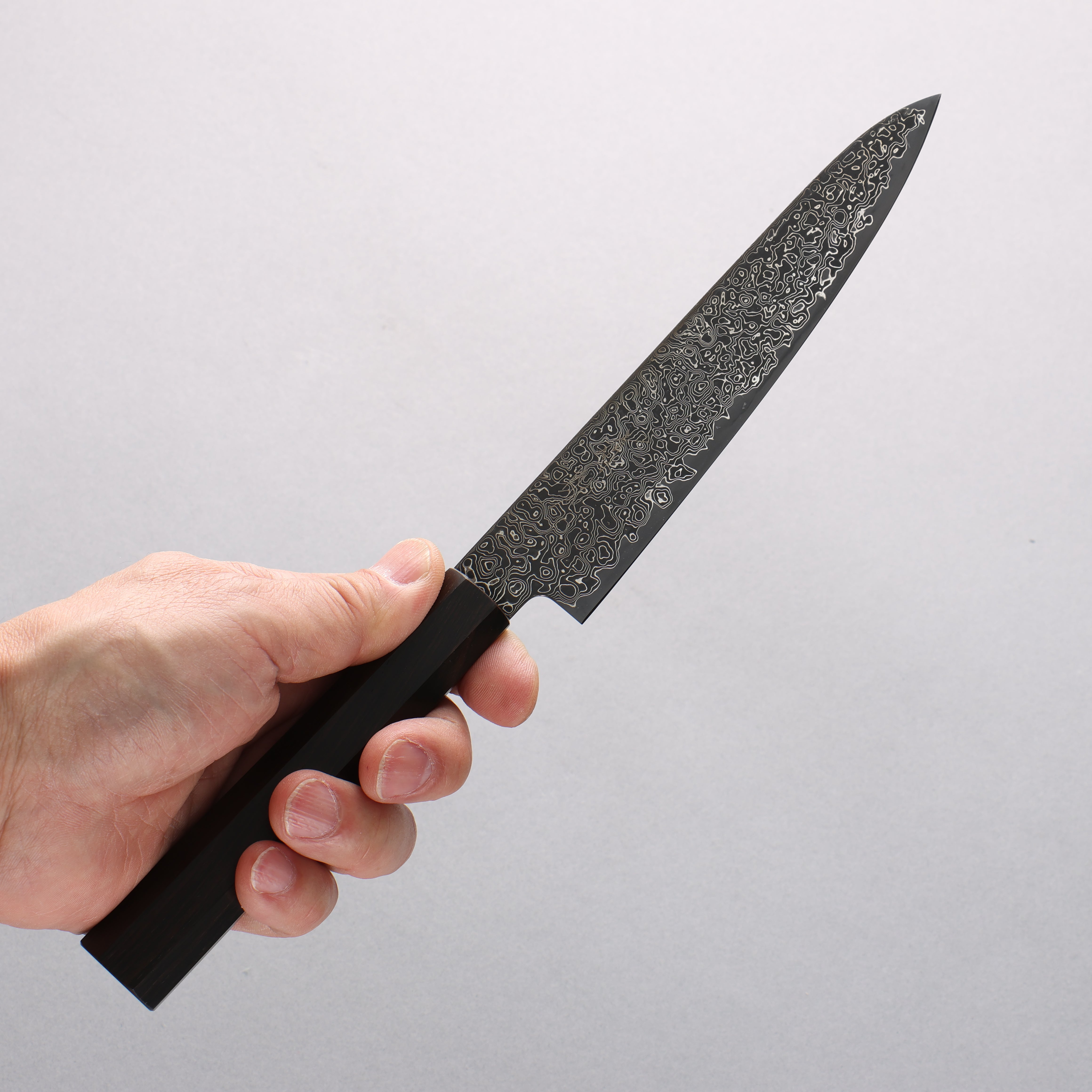 Seisuke SG2 Black Damascus Migaki Petty-Utility 150mm Ebony Wood Handle - Seisuke Knife