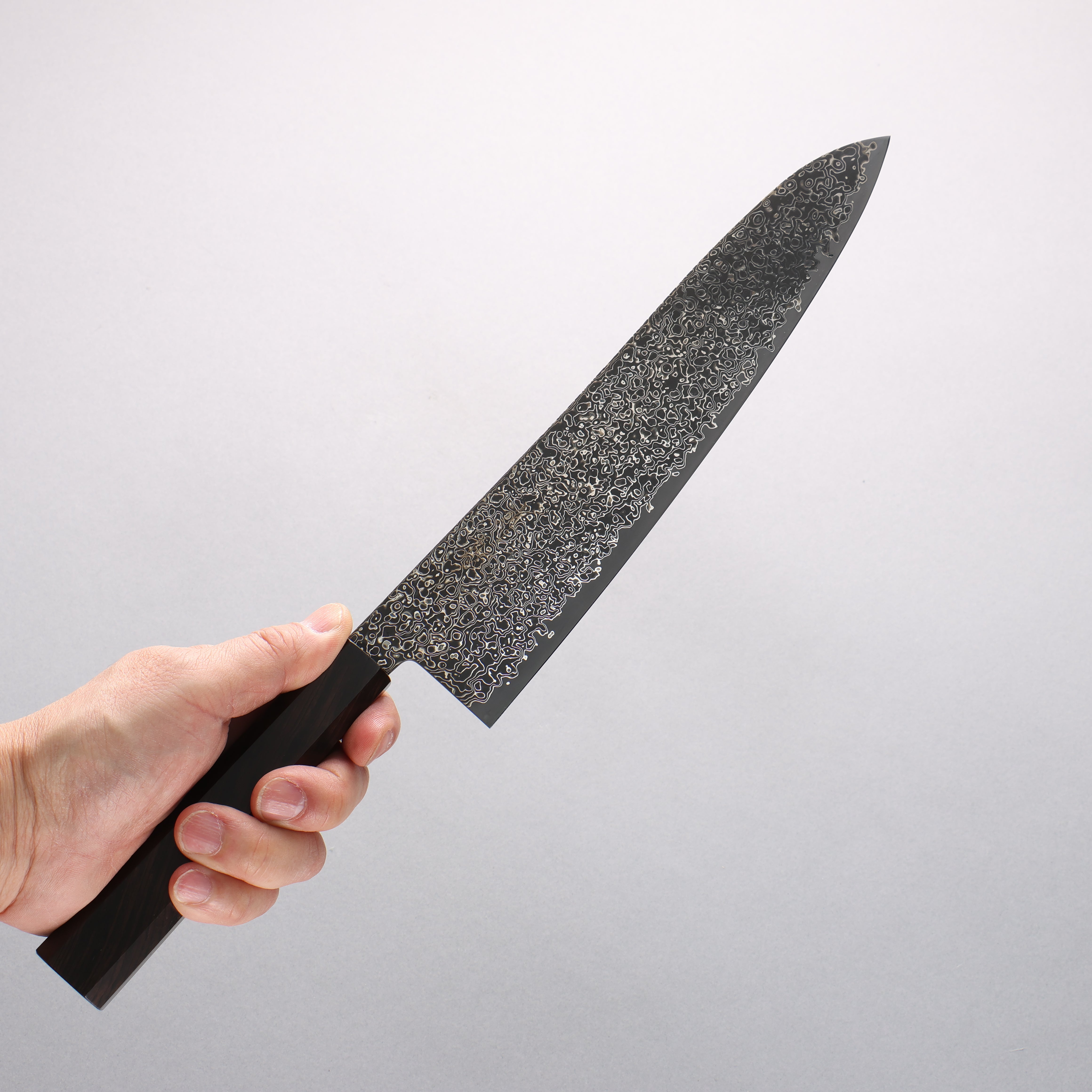 Seisuke SG2 Black Damascus Migaki Gyuto 240mm Ebony Wood Handle - Seisuke Knife