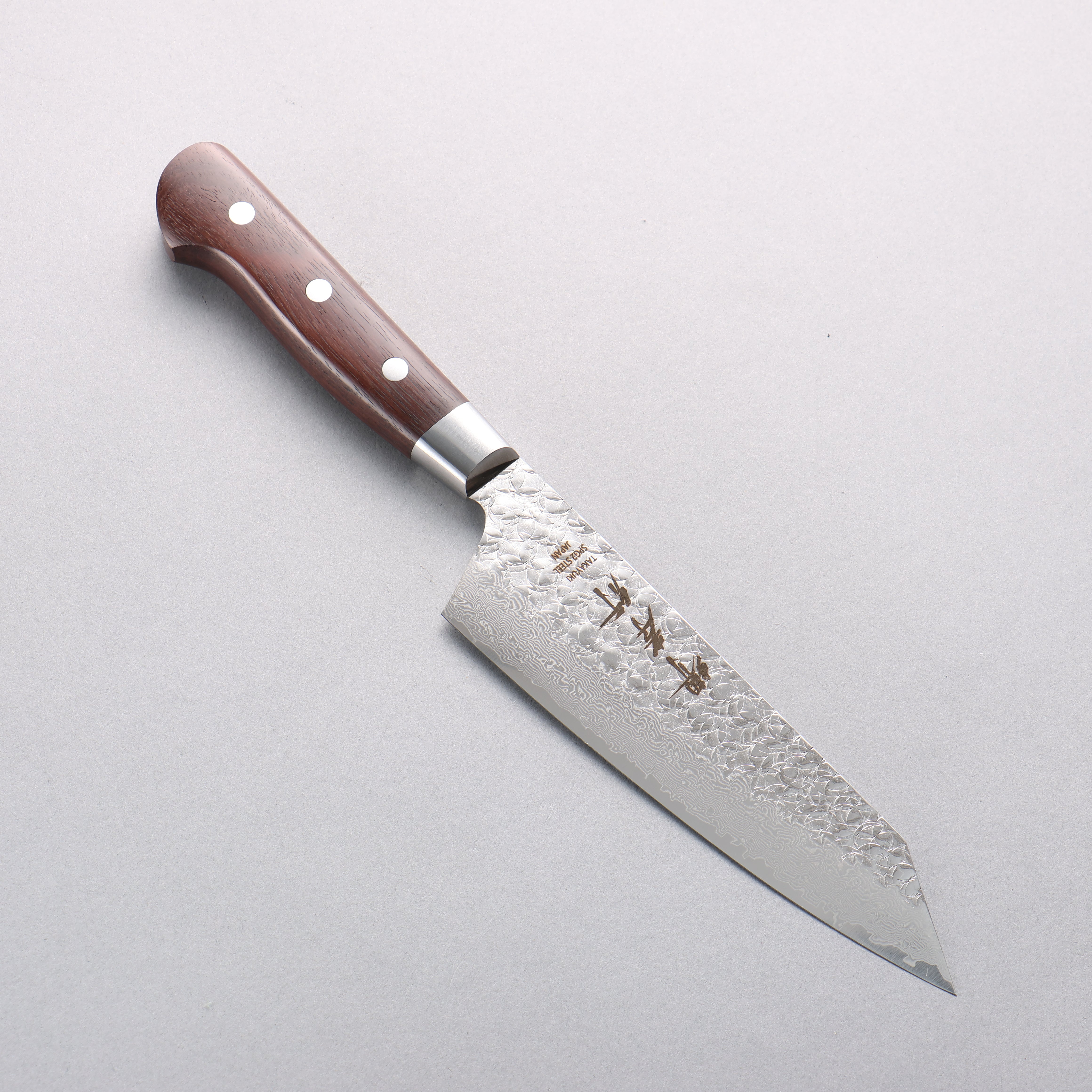 Sakai Takayuki SG2 Hammered Damascus Migaki Kengata Santoku 160mm Shitan Handle - Seisuke Knife