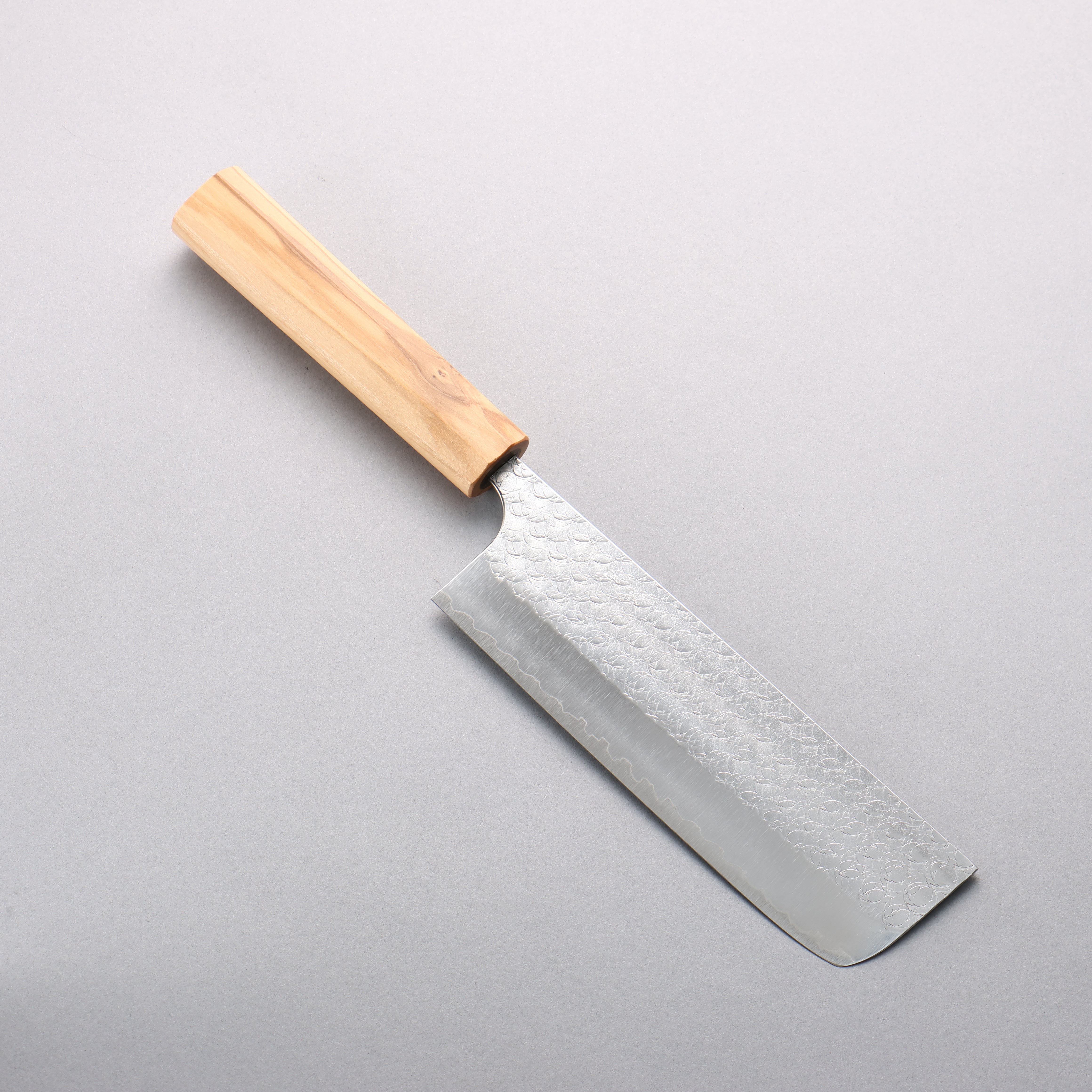 Yoshimi Kato Minamo SG2 Hammered Nakiri 165mm Olive tree (V Shaped) Handle - Seisuke Knife