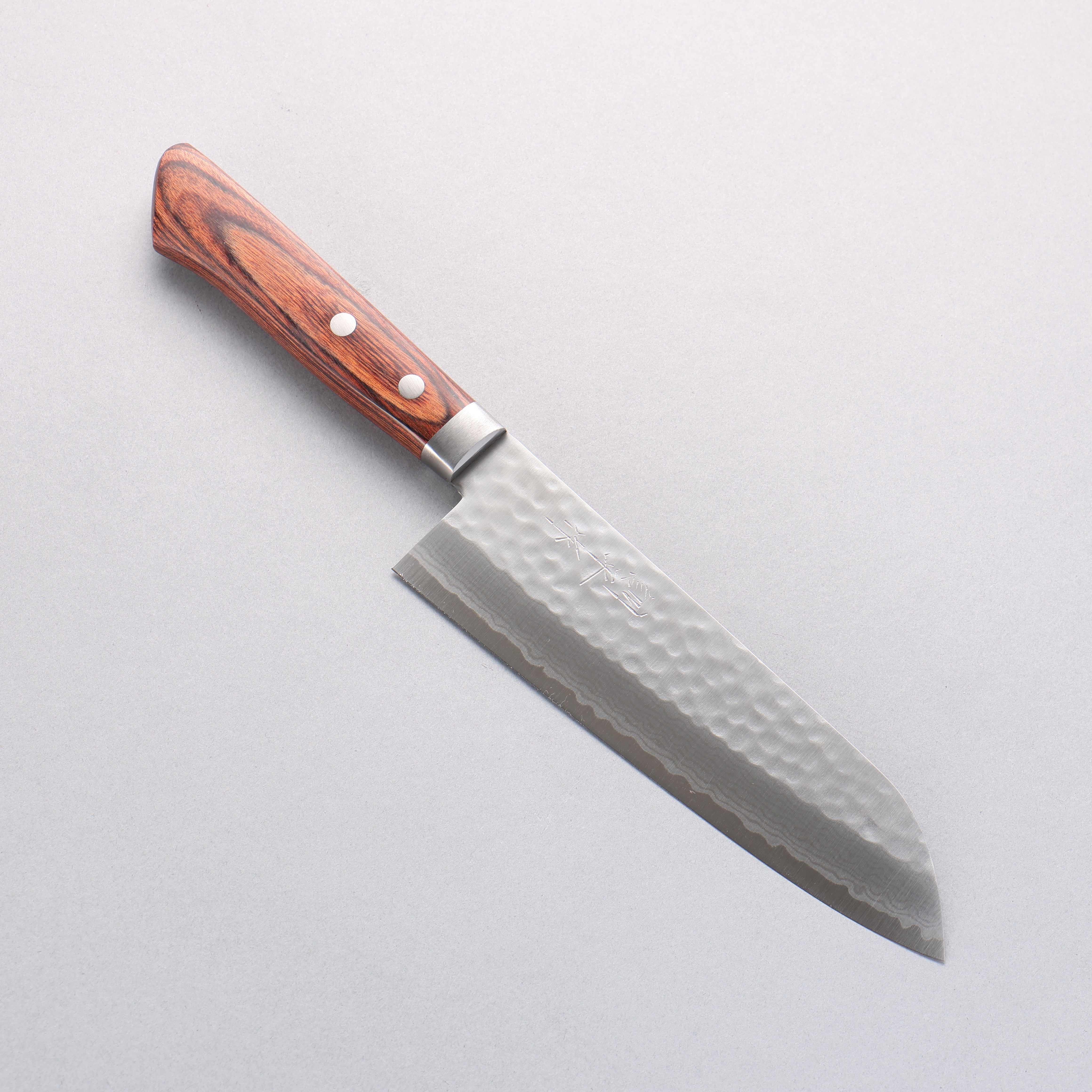 Kunihira Kokuryu VG10 Hammered Damascus Santoku 170mm Mahogany Handle - Seisuke Knife