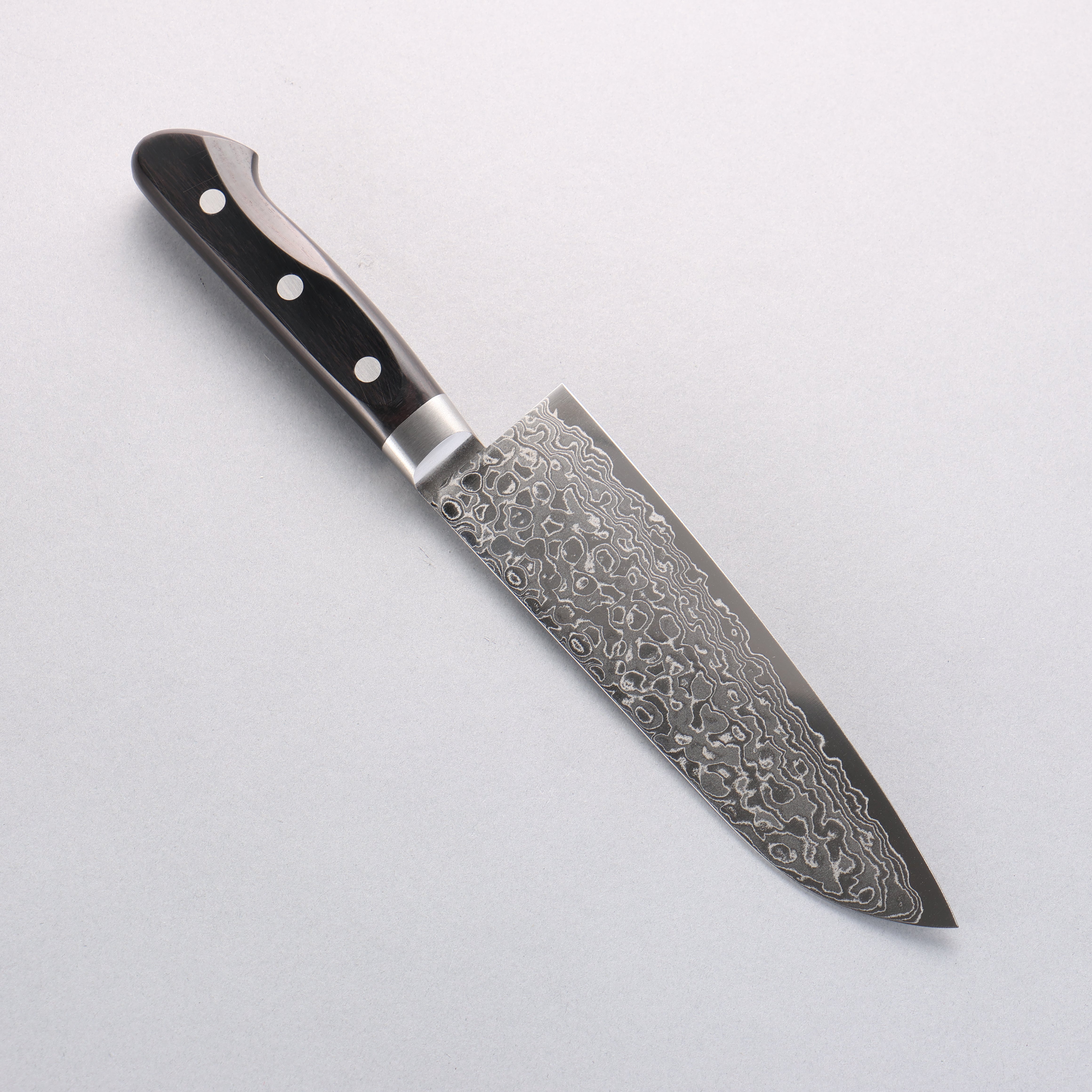Seisuke Kagami AUS10 Mirrored Finish Damascus Santoku 170mm Black Pakka wood Handle - Seisuke Knife