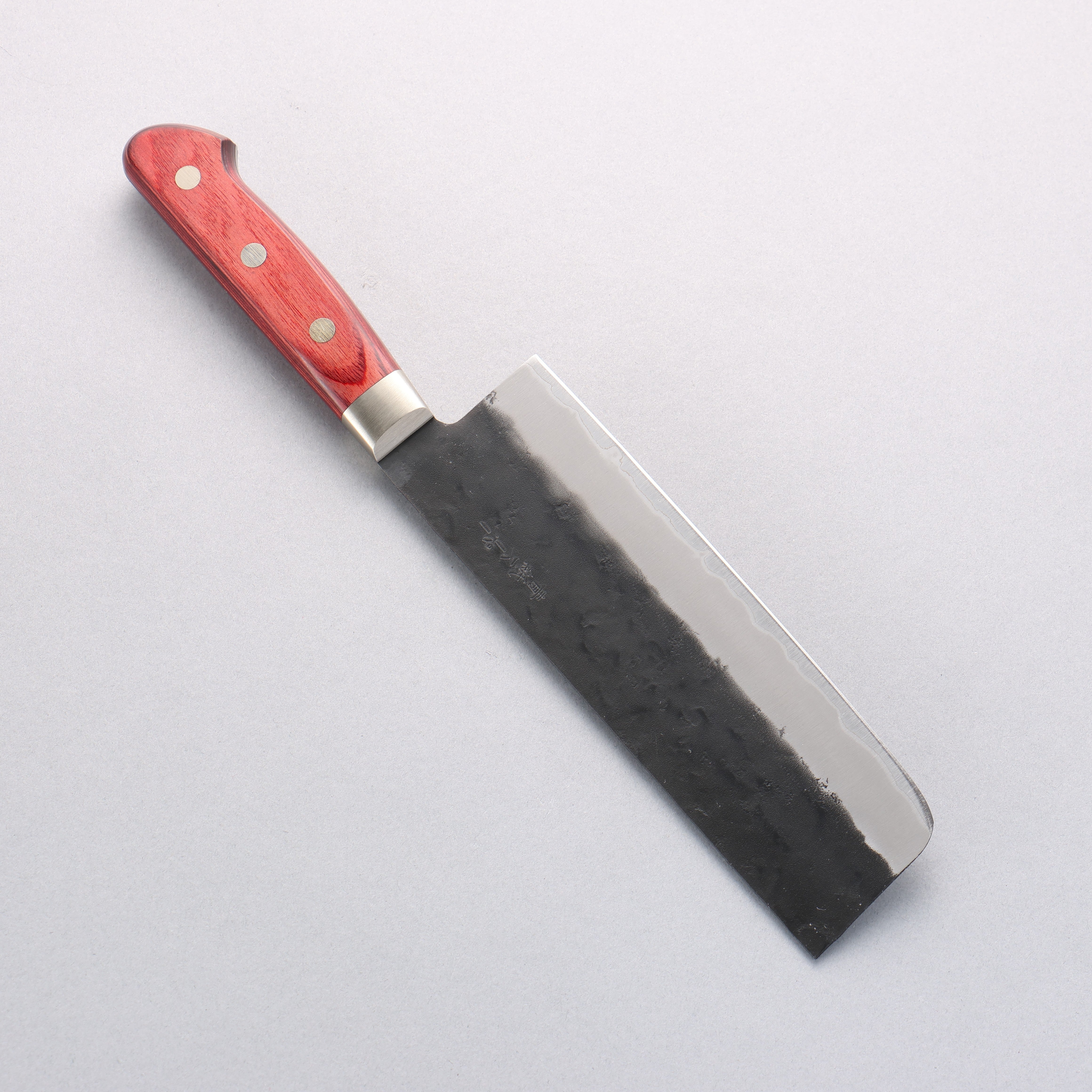 Seisuke Kuronashi Blue Super Nashiji Kurouchi Nakiri 165mm Red Pakka wood Handle - Seisuke Knife
