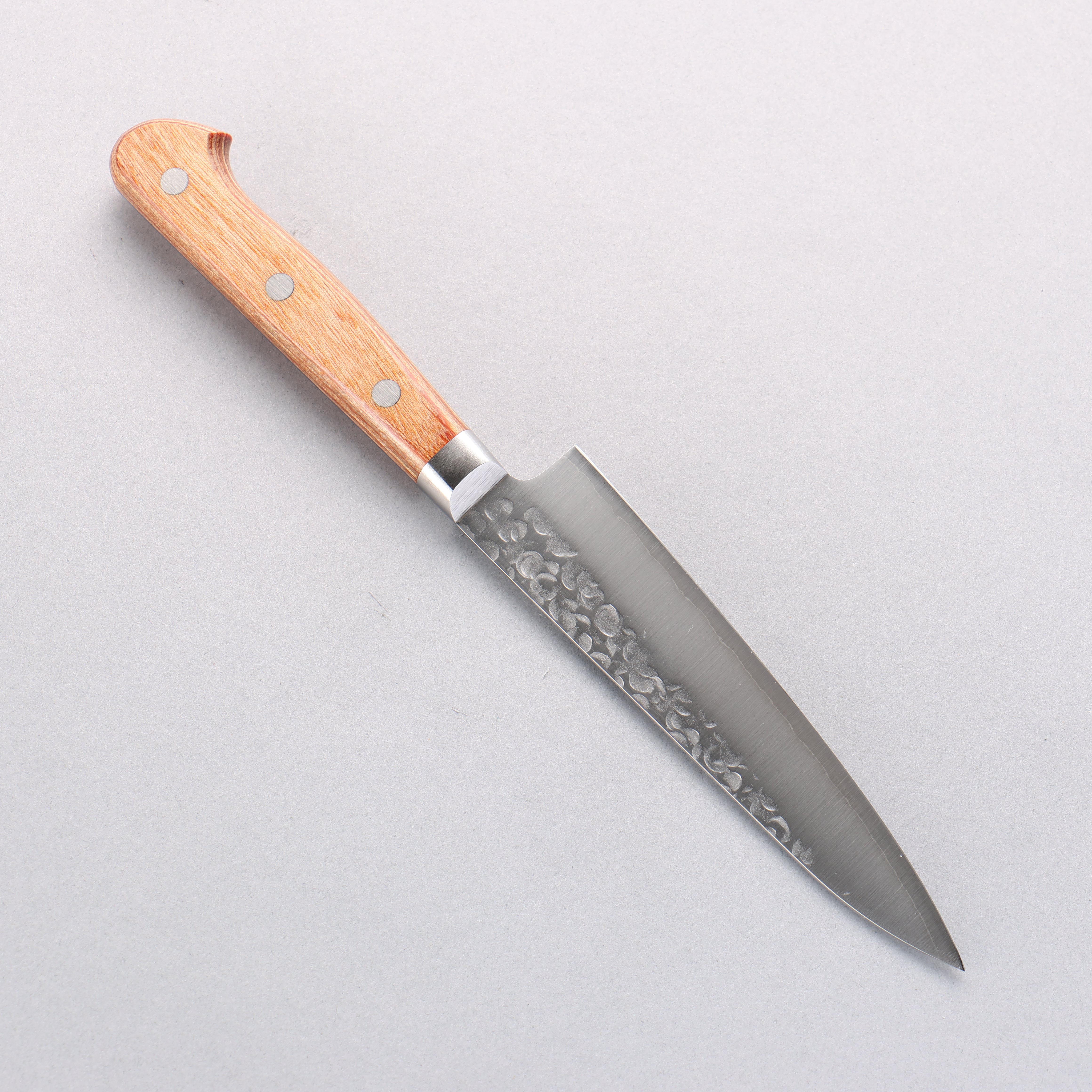 Takamura Knives Chromax Steel Hammered Petty-Utility 130mm Brown Pakkawood Handle - Seisuke Knife