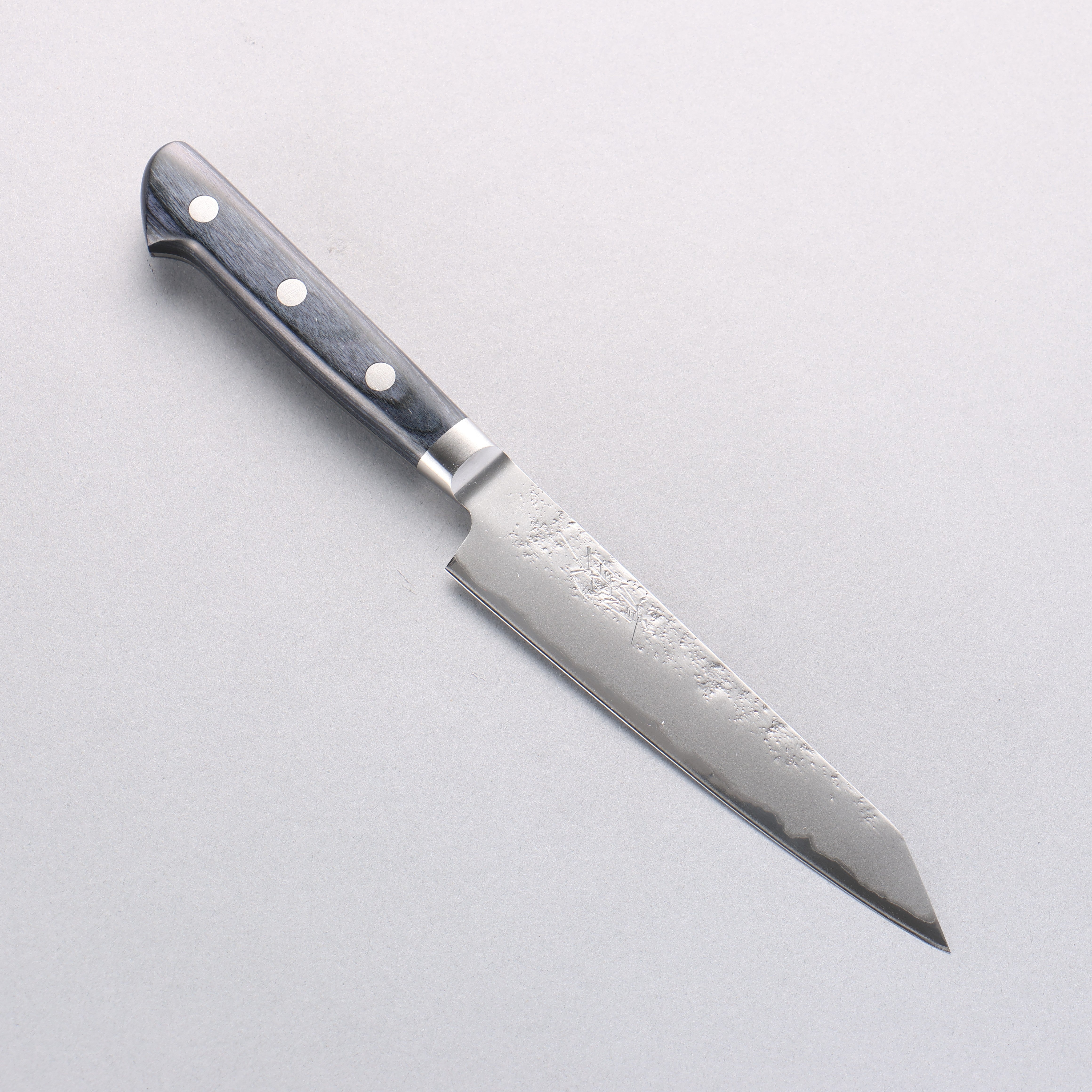 Seisuke Blue Steel No.2 Nashiji Kiritsuke Santoku & Kiritsuke Petty Navy Blue Pakkawood Handle - Seisuke Knife