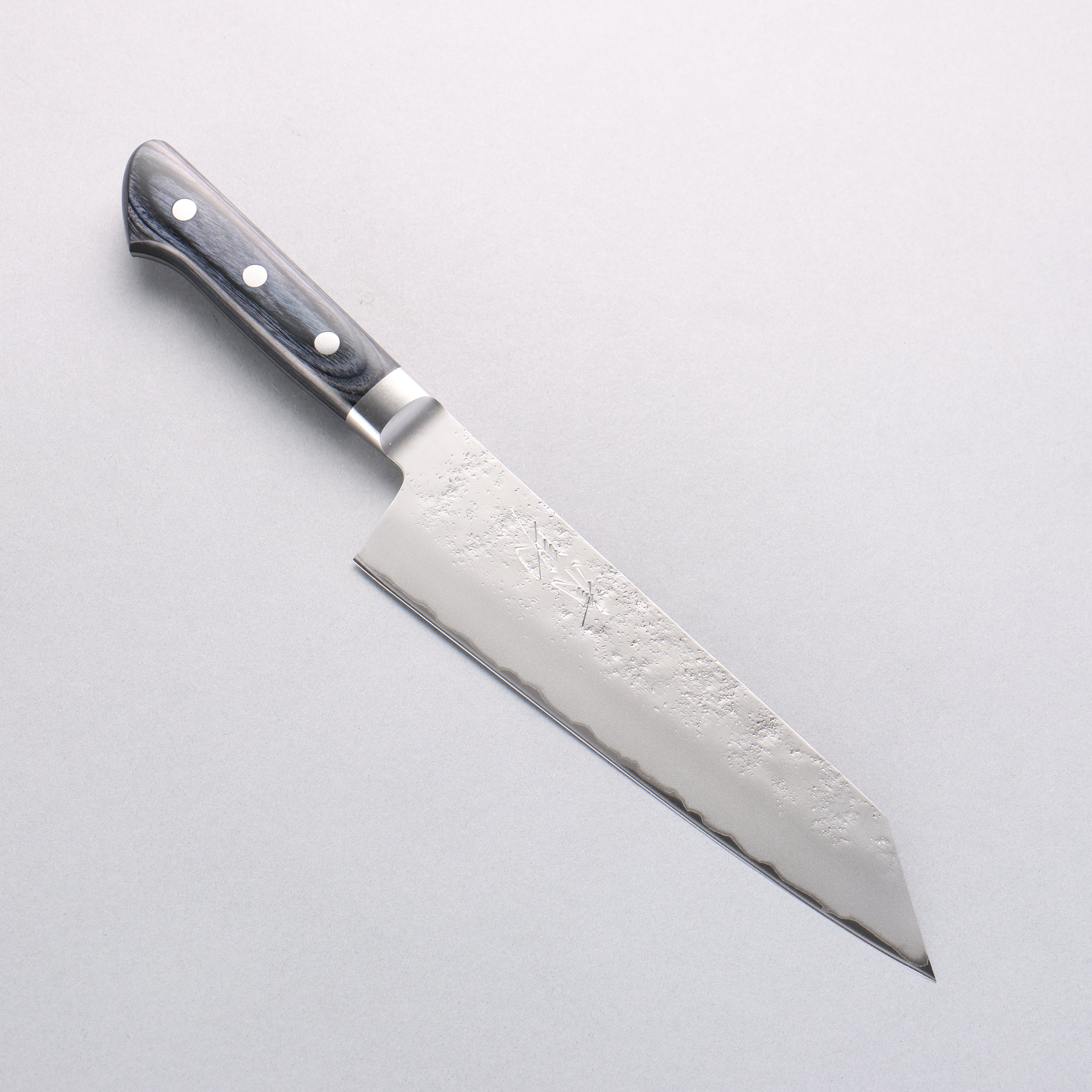 Seisuke Blue Steel No.2 Nashiji Kiritsuke Santoku & Kiritsuke Petty Navy Blue Pakkawood Handle - Seisuke Knife