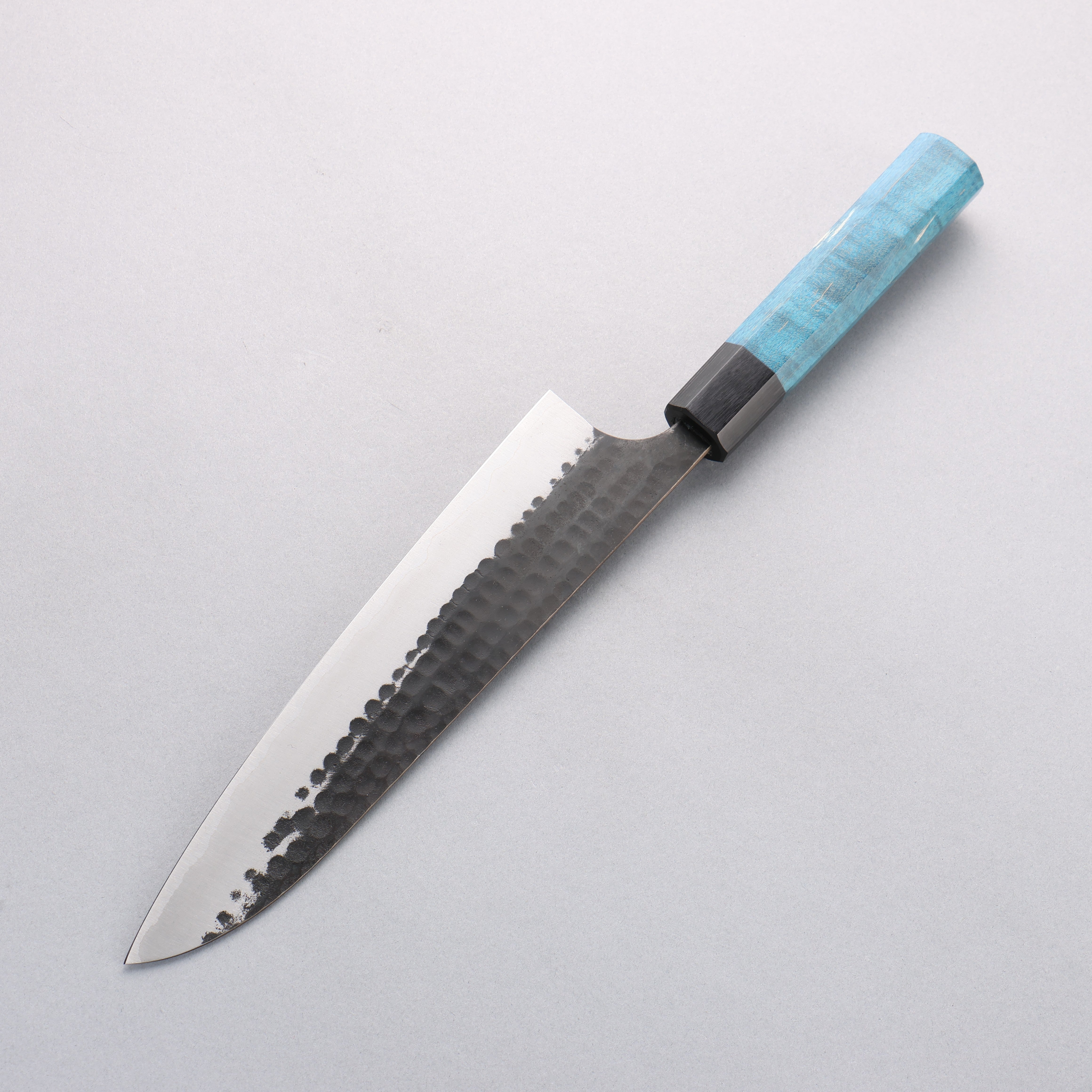 Anryu Blue Super Black Finished Gyuto 210mm Blue Stabilized Wood Handle - Seisuke Knife