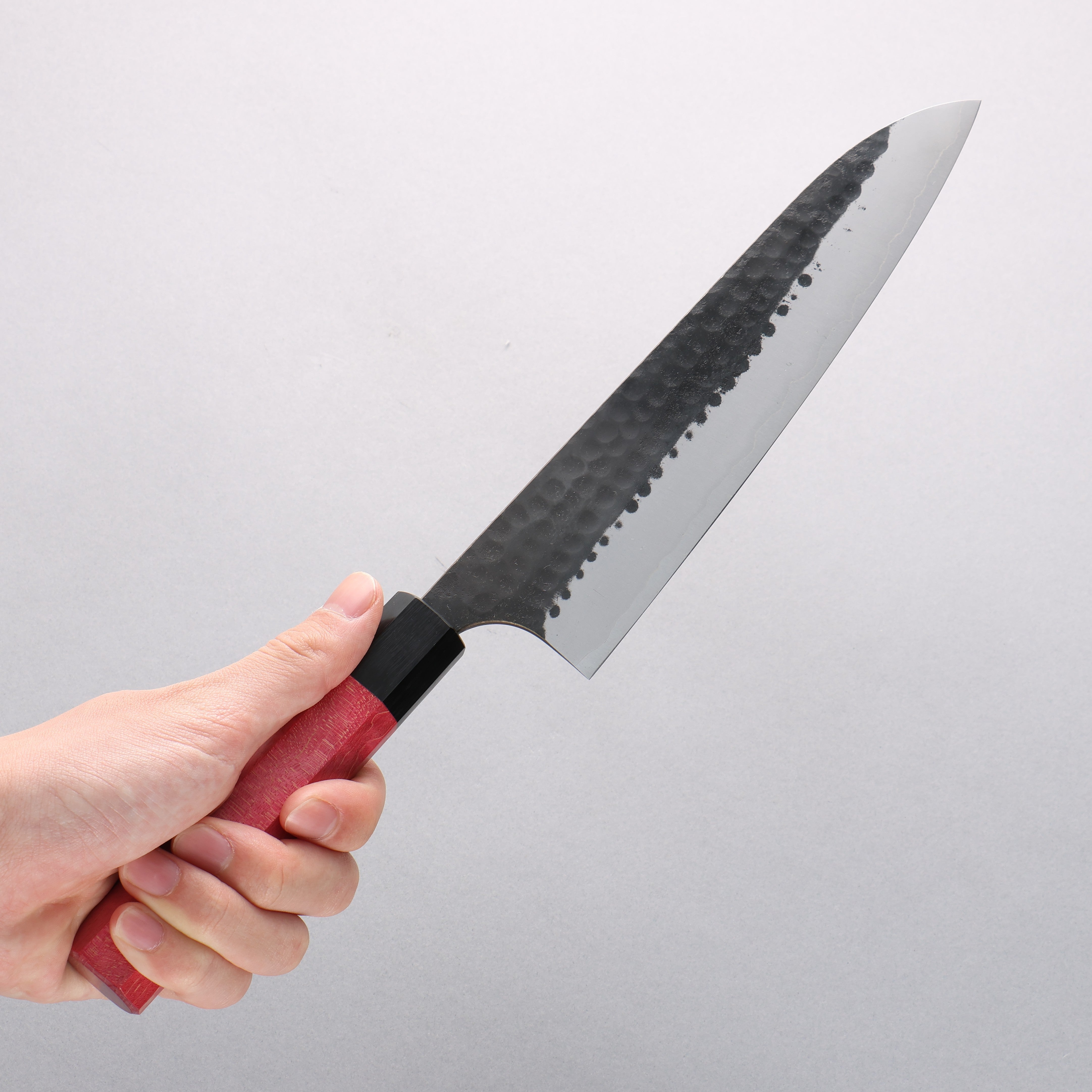 Anryu Blue Super Kurochi Gyuto 210mm Red Stabilized Wood Handle - Seisuke Knife