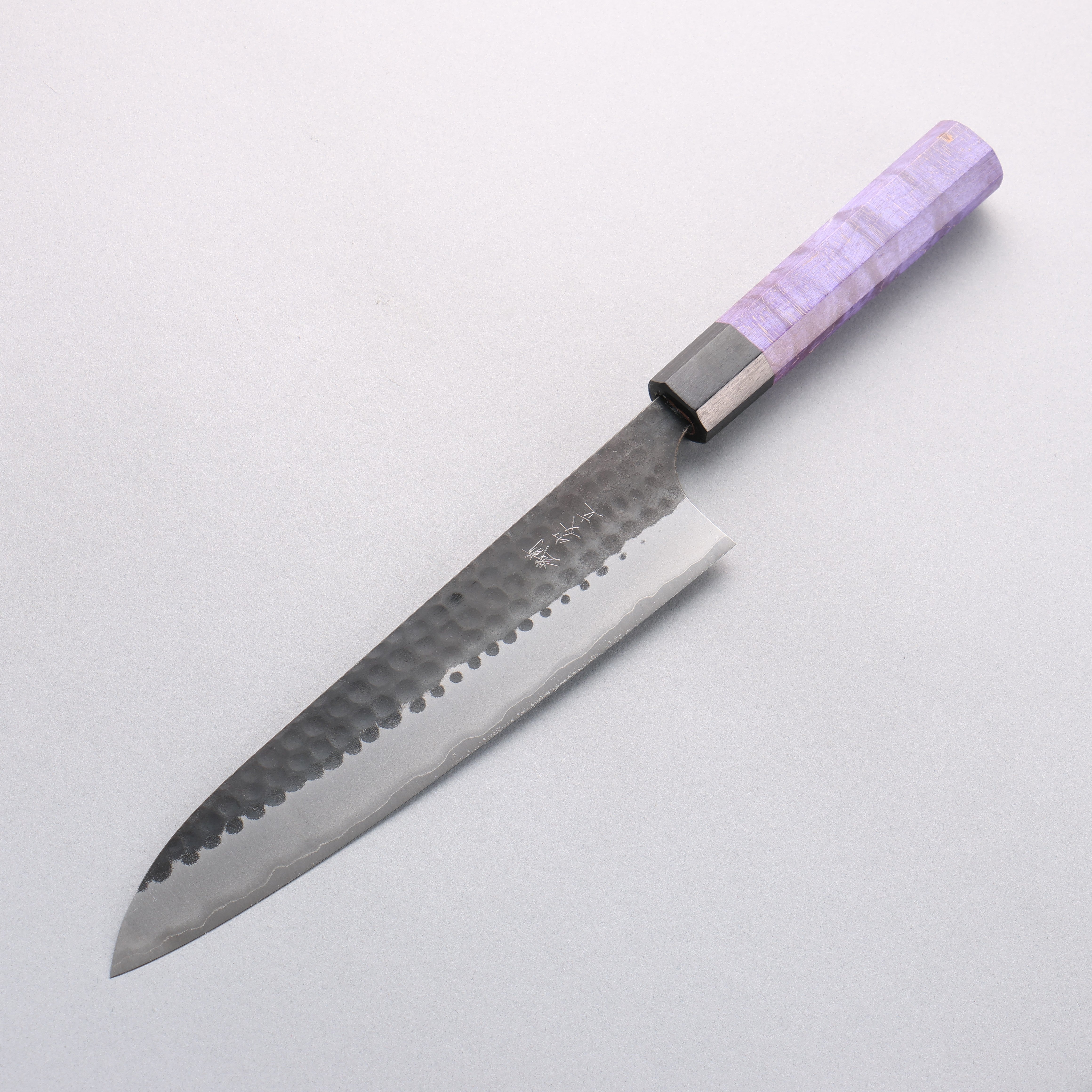 Anryu Blue Super Kurouchi Gyuto 210mm Purple Stabilized Wood Handle - Seisuke Knife