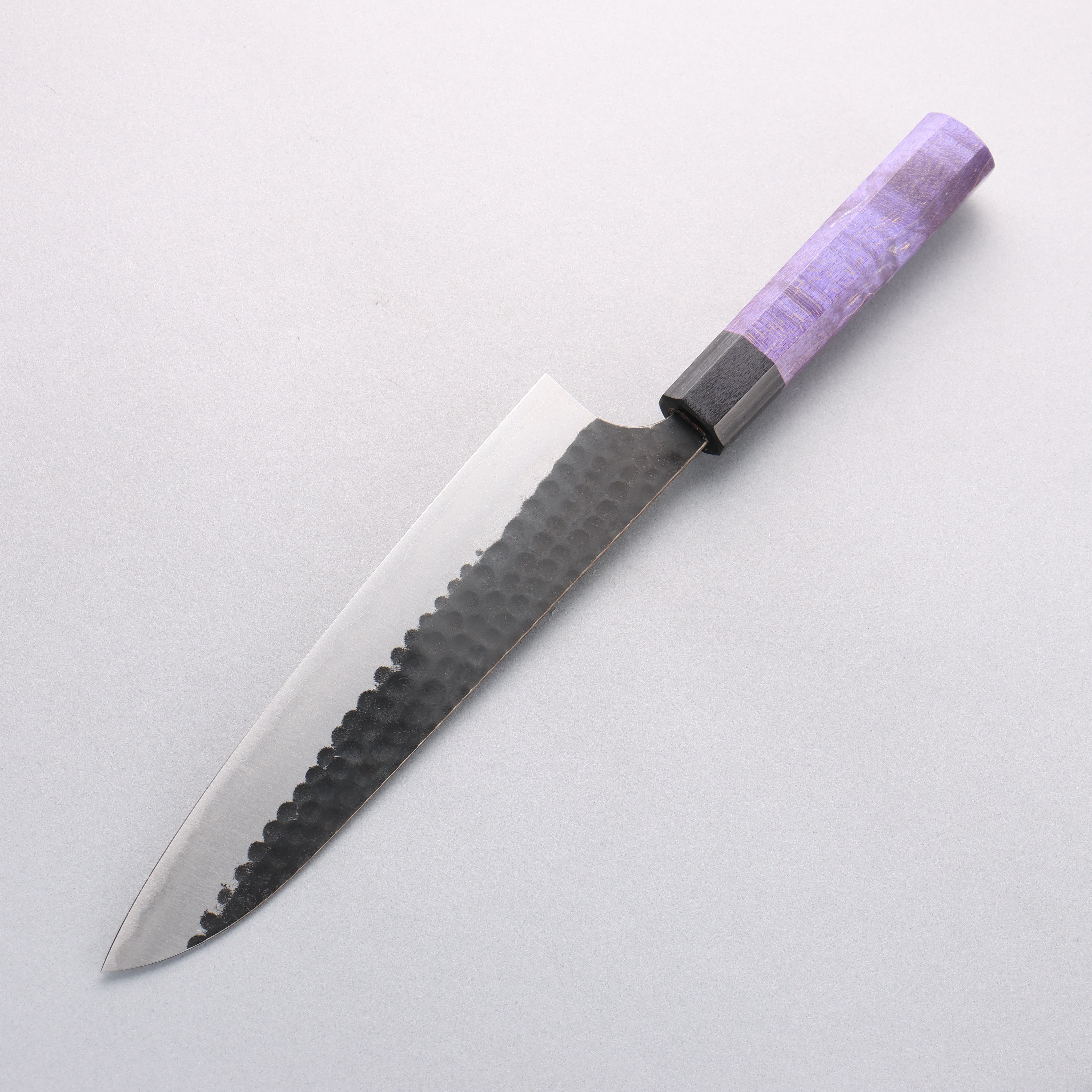 Anryu Blue Super Kurouchi Gyuto 210mm Purple Stabilized Wood Handle - Seisuke Knife