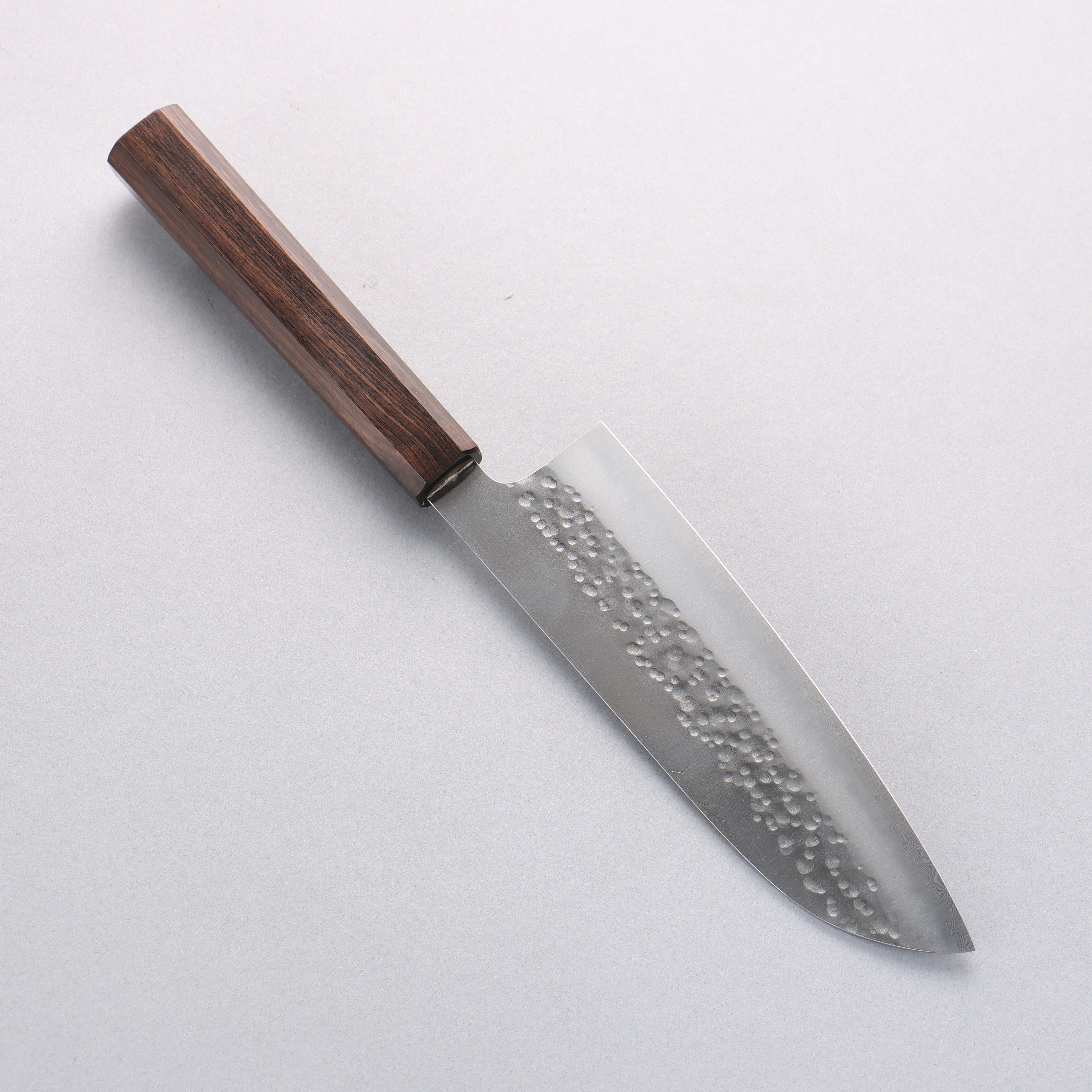 Makoto Kurosaki Coreless VG2/VG10 Half-Hammered Santoku 165mm Ebony Wood Handle - Seisuke Knife
