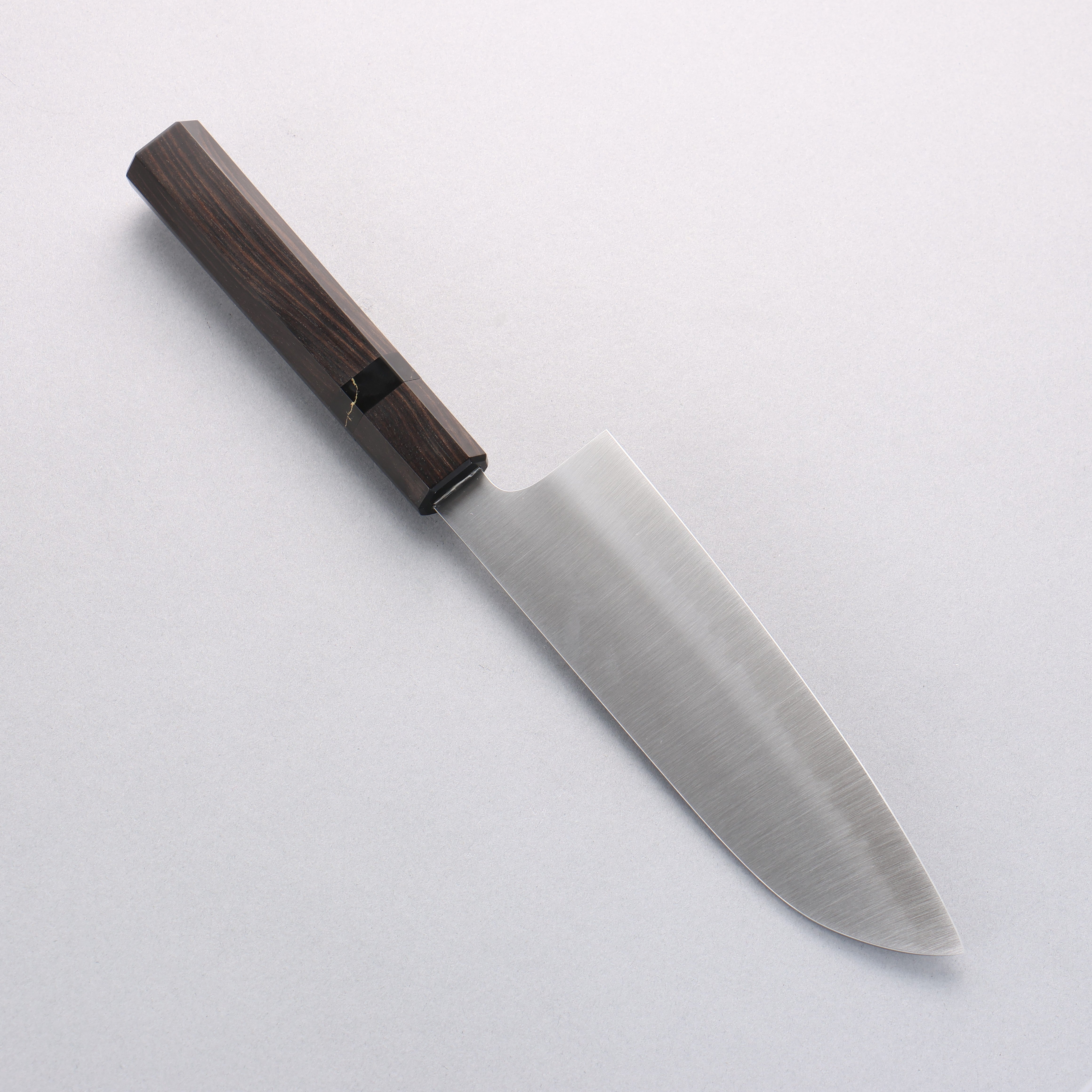Makoto Kurosaki Coreless VG2/VG10 Santoku 165mm Ebony Wood & Black Turquoise Ring Handle - Seisuke Knife