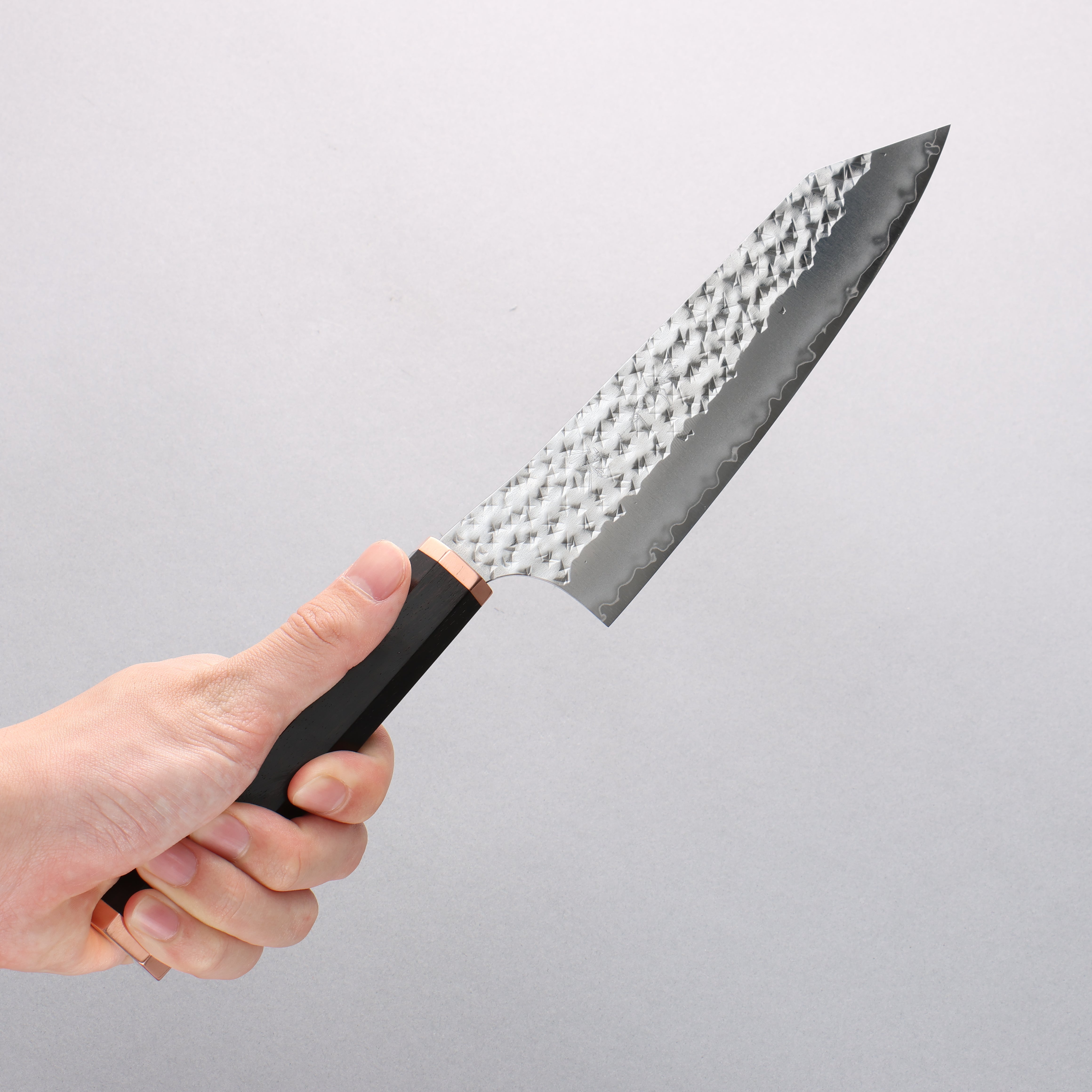Yu Kurosaki Senko Ei SG2 Hammered Bunka 170mm Ebony (Copper Ferrule and End Cap) Handle - Seisuke Knife