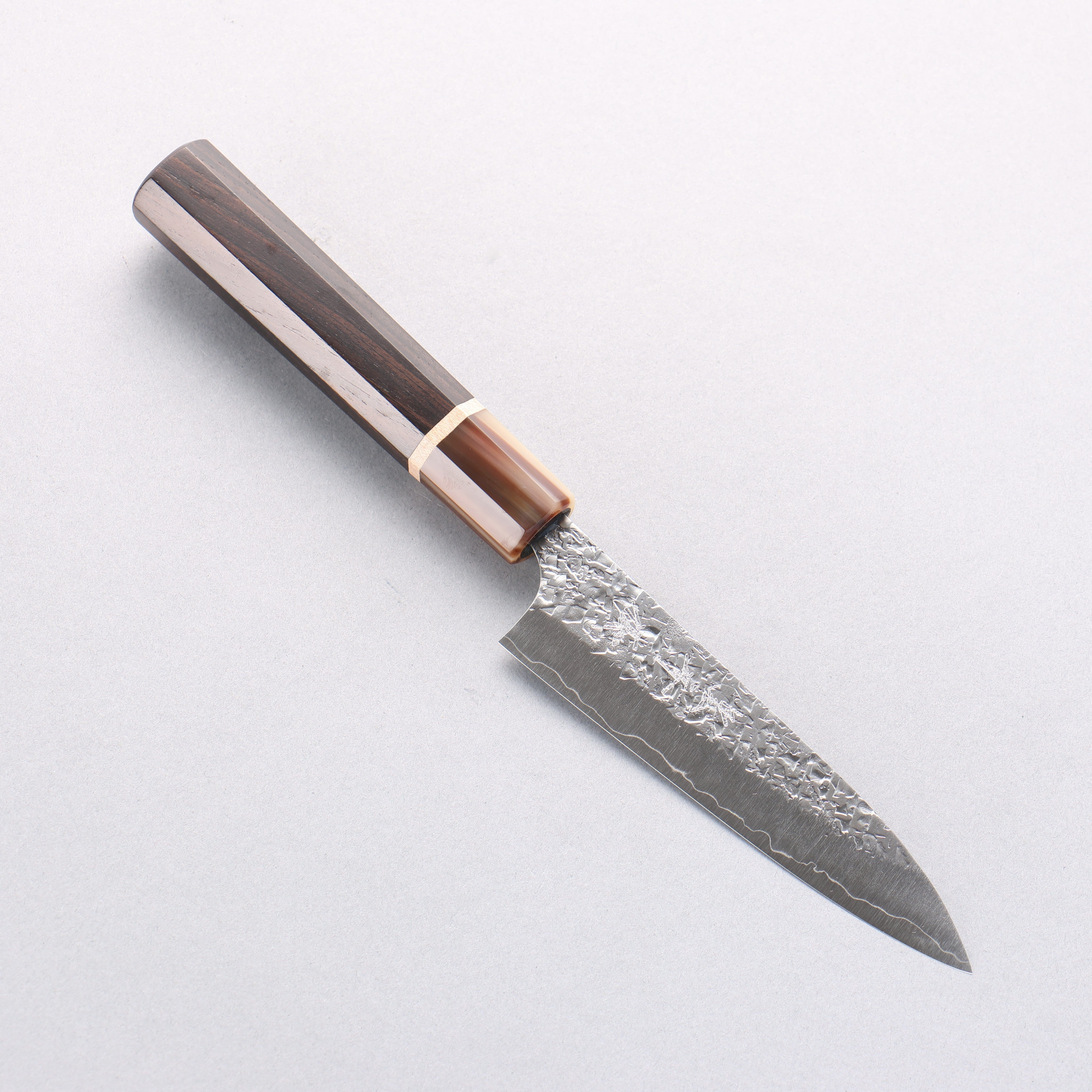Yu Kurosaki Shizuku SG2 Hammered Petty-Utility 120mm Ebony Wood (ferrule: Marbled Water Buffalo Horn) Handle - Seisuke Knife