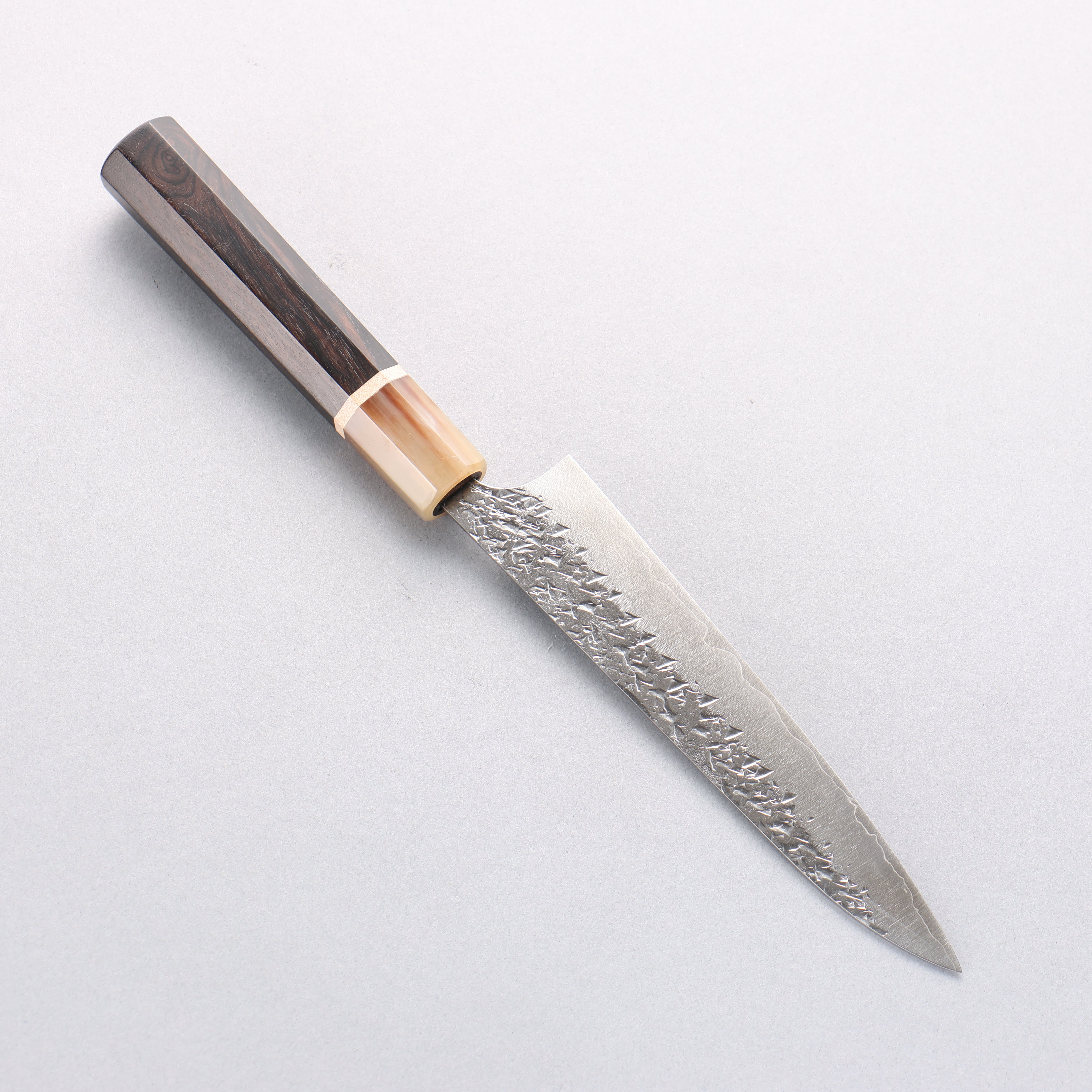 Yu Kurosaki Shizuku SG2 Hammered Petty-Utility 150mm Ebony Wood & Marbled Horn Handle - Seisuke Knife