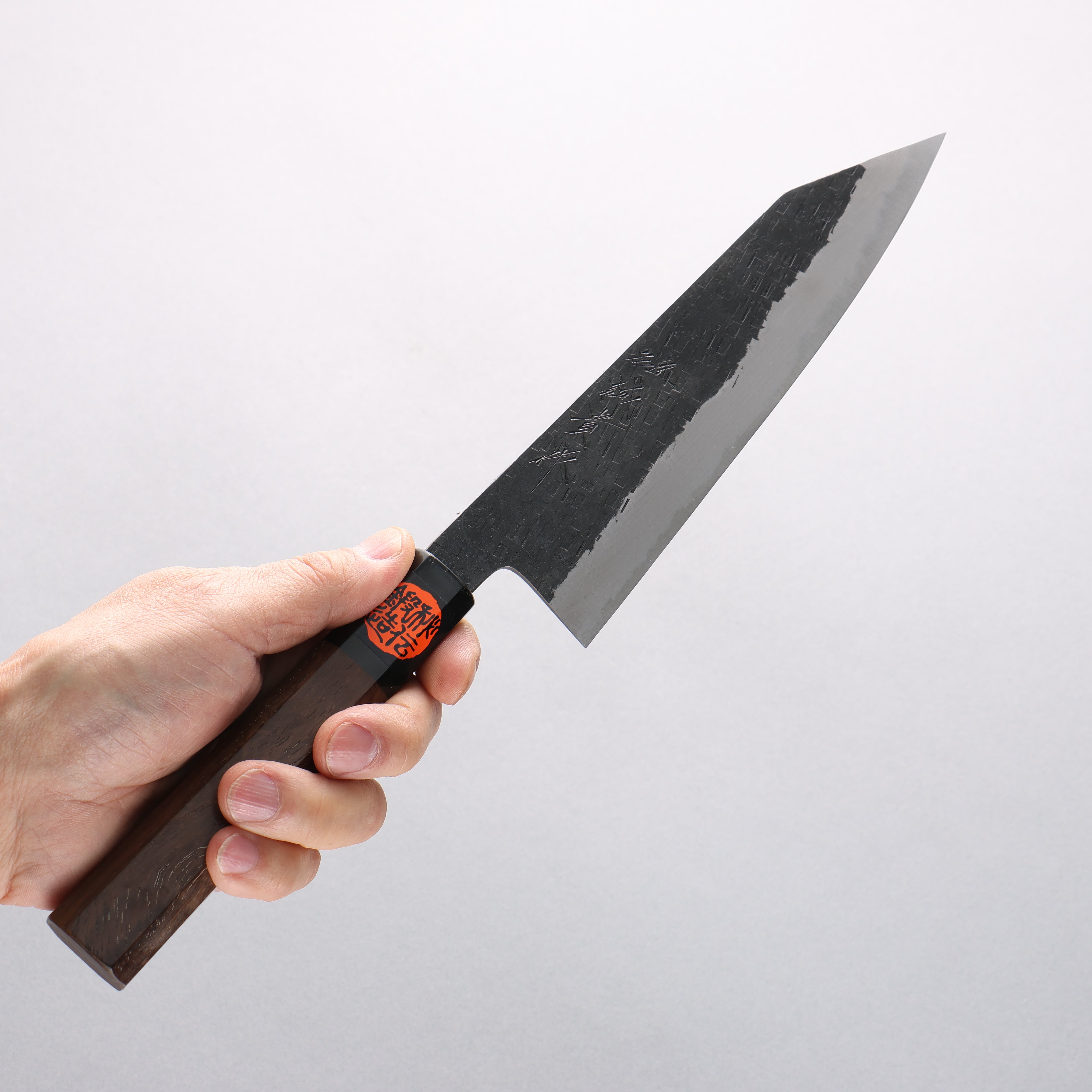 Shigeki Tanaka TEKKA Blue Steel No.2 Kurouchi Square Hammered Kiritsuke Gyuto 180mm Walnut Handle - Seisuke Knife