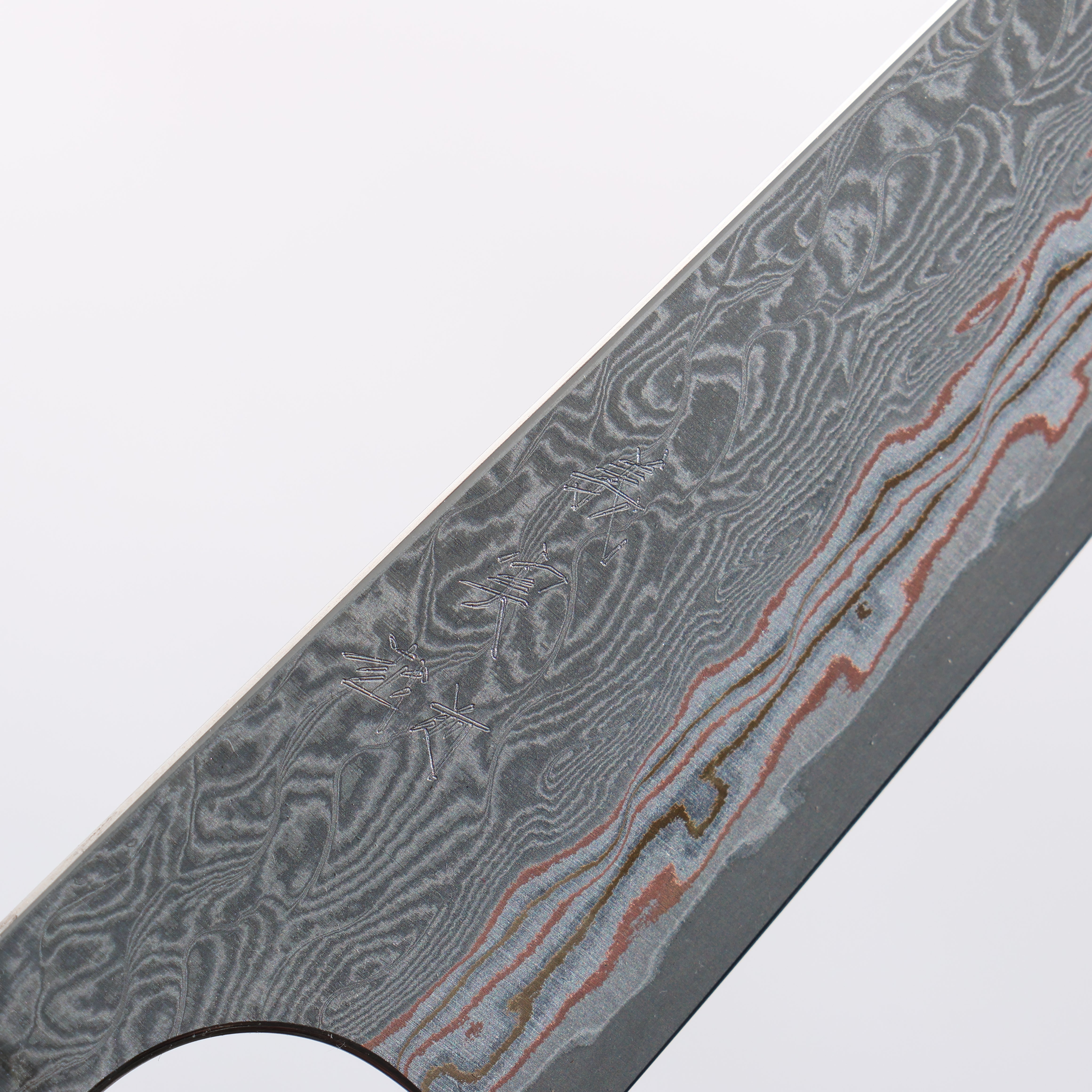 Yoshimi Kato VG10w Colored Damascus Kiritsuke Petty-Utility 120mm Ebony (ferrule: Sandalwood) Handle - Seisuke Knife