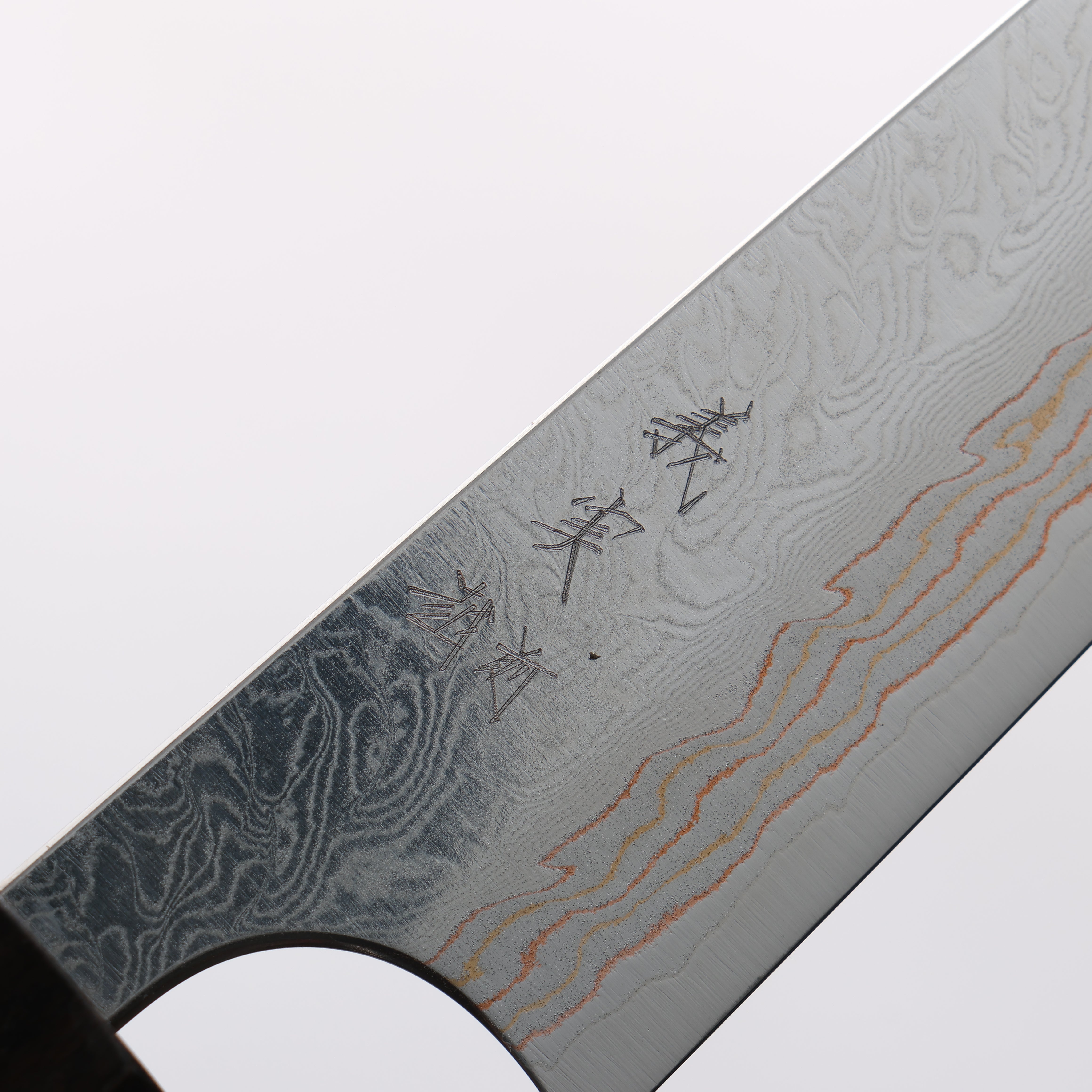 Yoshimi Kato VG10w Colored Damascus Petty-Utility 120mm Sandalwood with White Ring Handle - Seisuke Knife