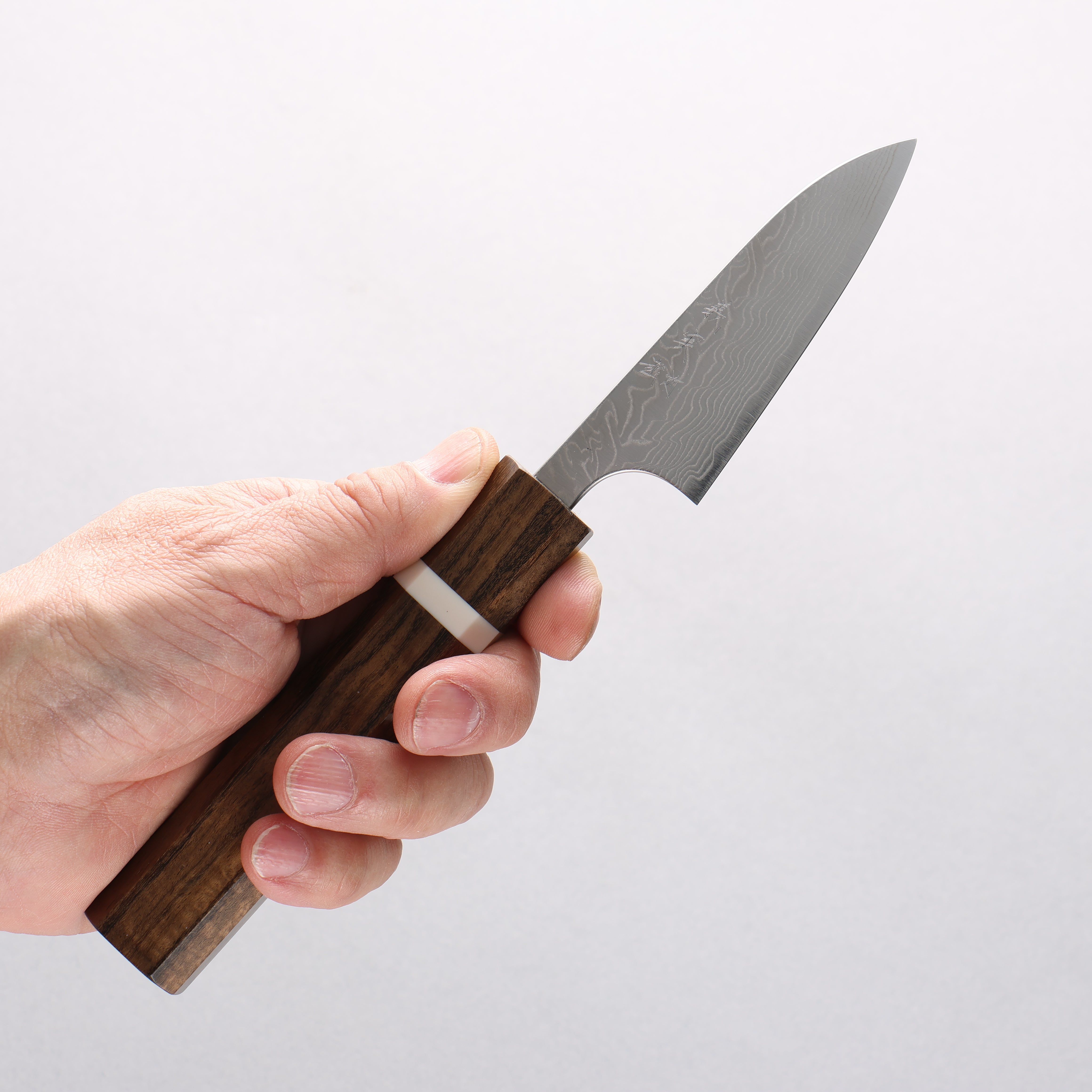 Yoshimi Kato SG2 Damascus Migaki Paring 75mm Sandalwood & White Ring Handle - Seisuke Knife