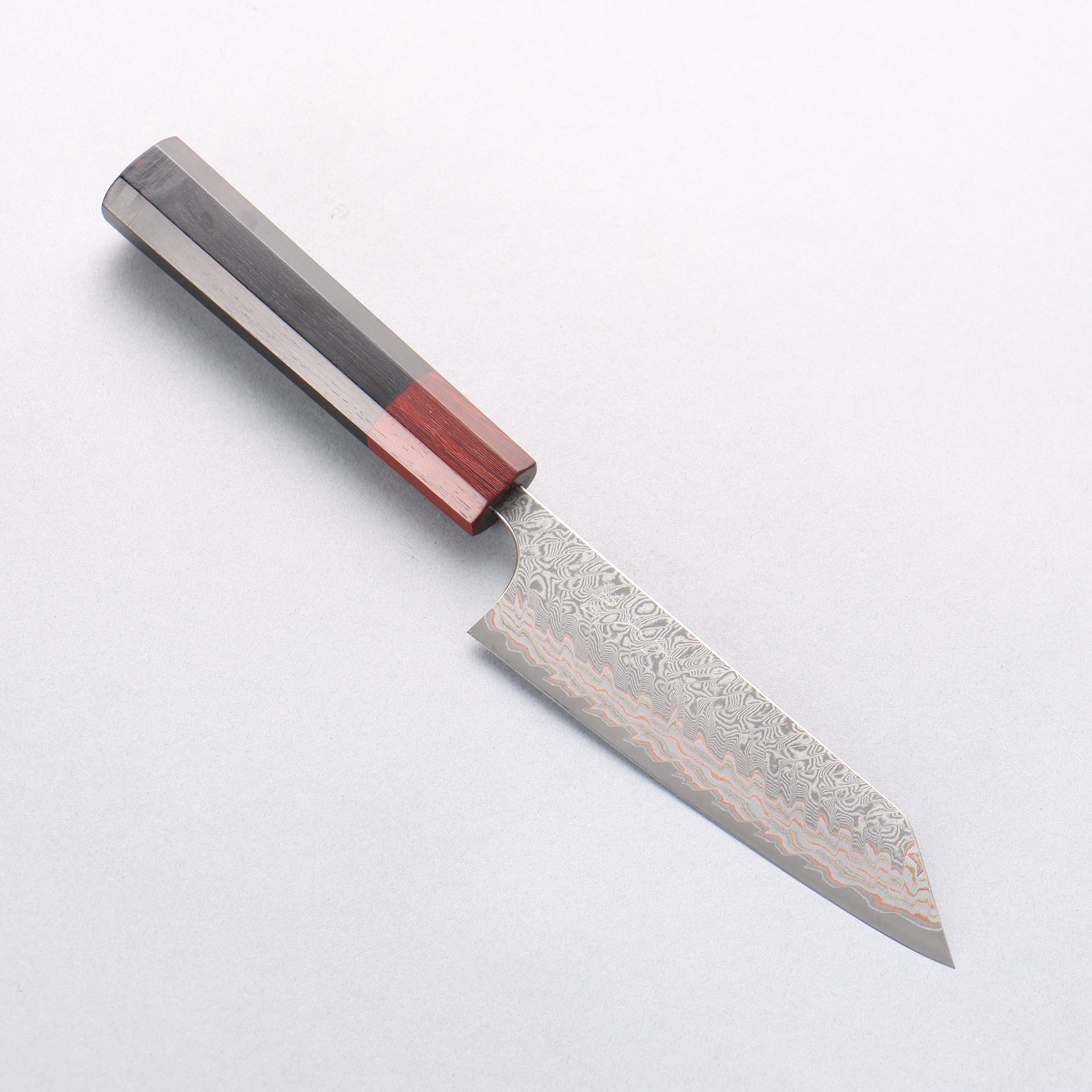 Yoshimi Kato VG10w Colored Damascus Small Bunka 130mm Ebony (ferrule: Sandalwood) Handle - Seisuke Knife
