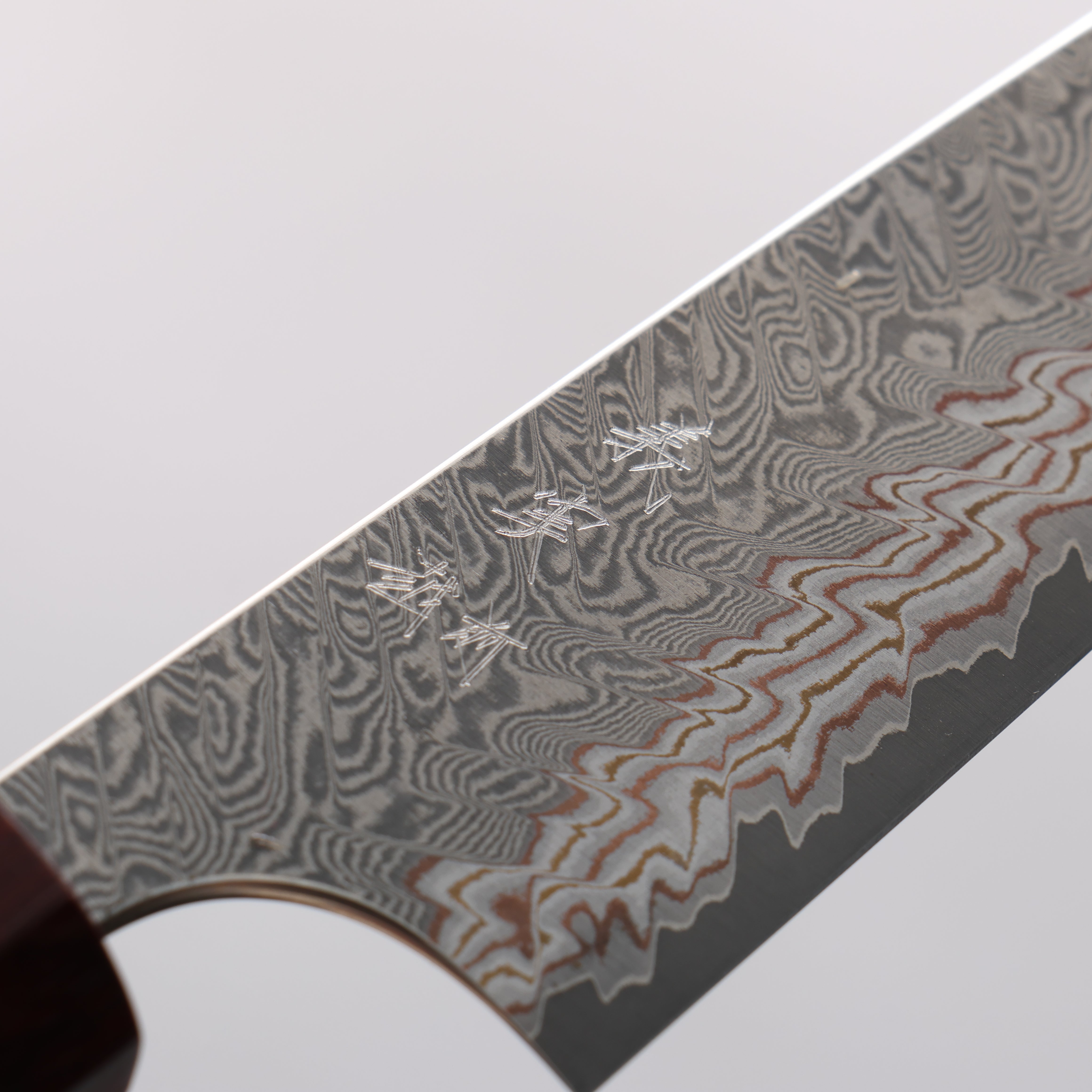 Yoshimi Kato VG10w Colored Damascus Petty-Utility 120mm Ebony (ferrule: Sandalwood) Handle - Seisuke Knife