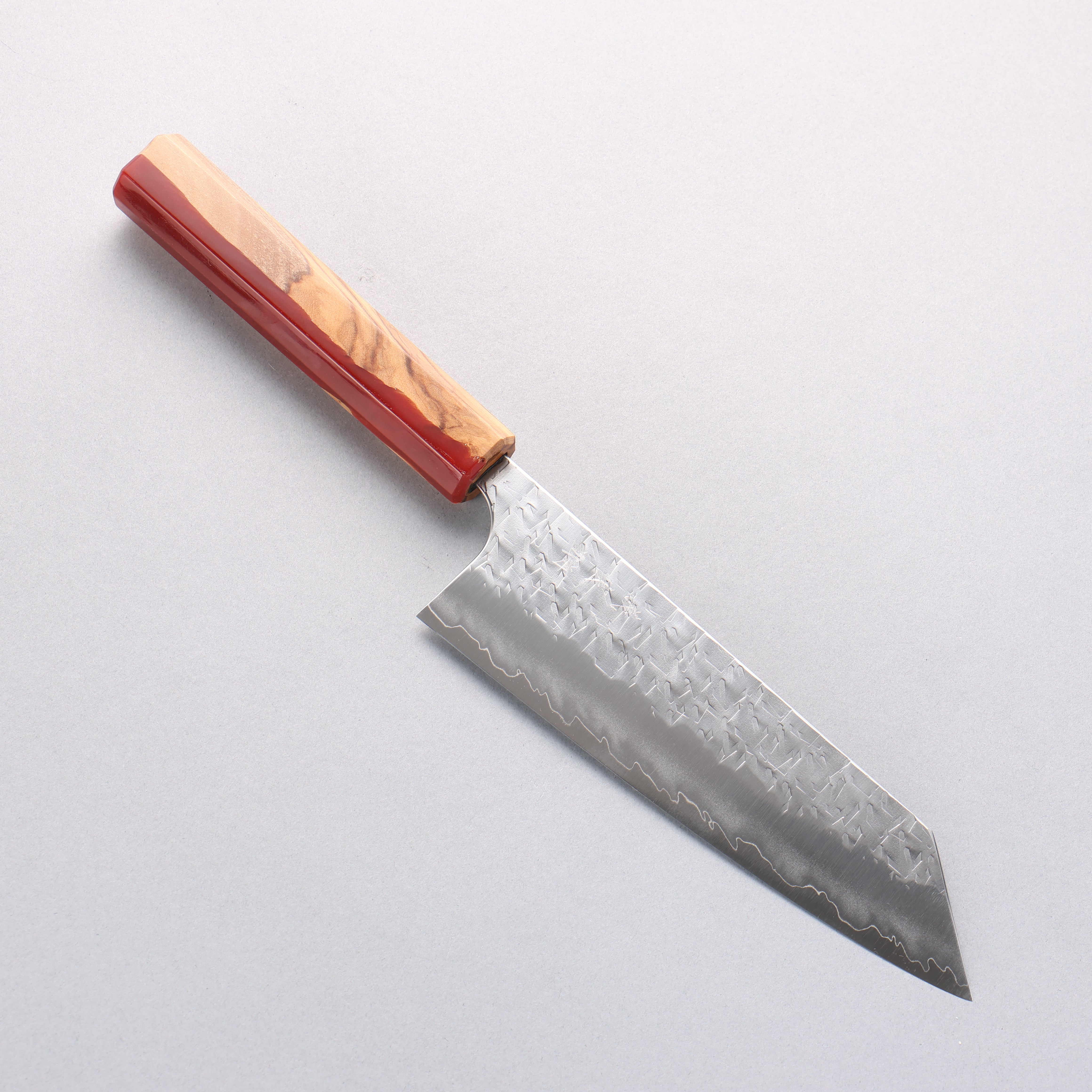 Yoshimi Kato Hyo SG2 Hammered Bunka 170mm Olive Tree and Red Resin Handle - Seisuke Knife