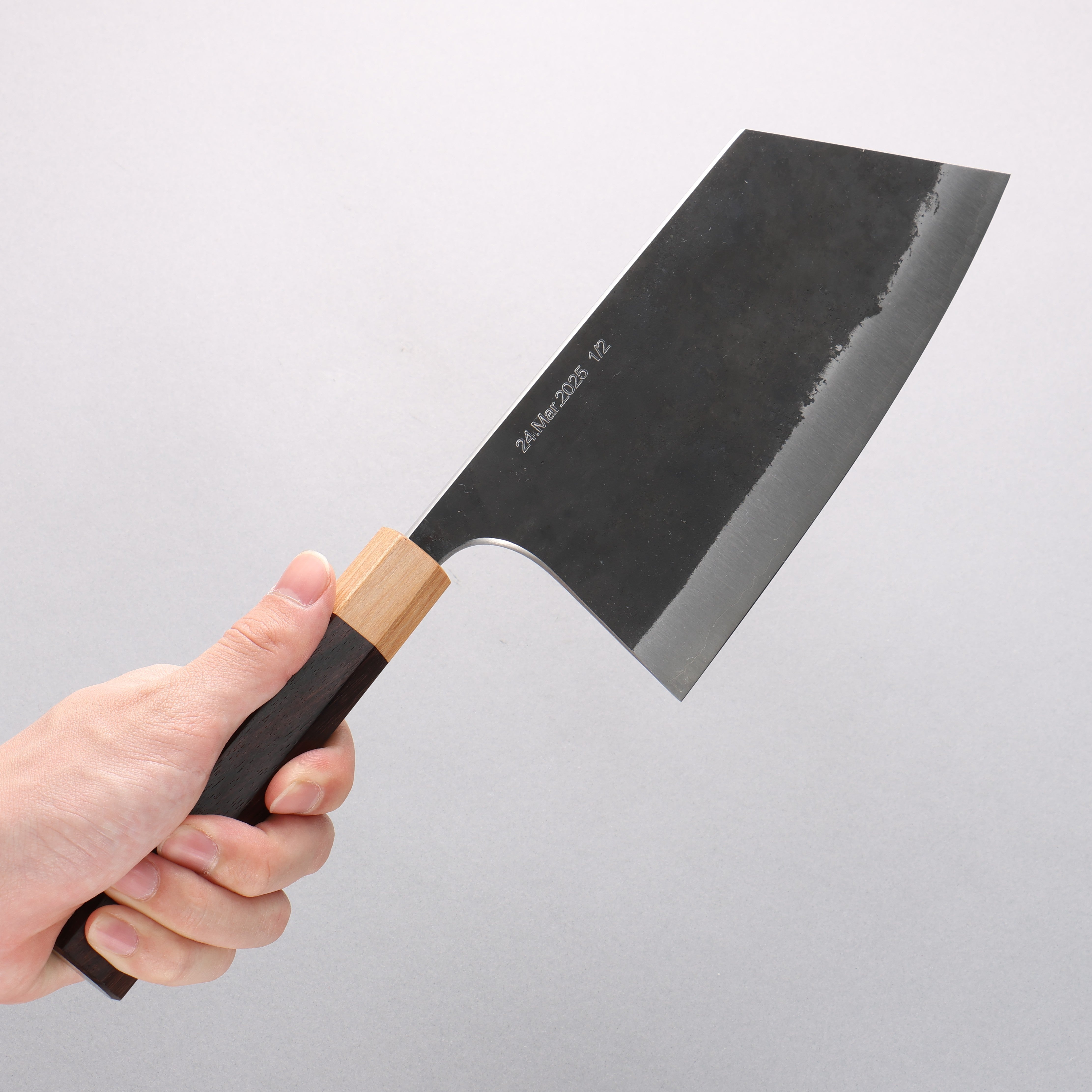 Tinker Blue Super Black Finished Tank 180mm Rosewood Handle - Seisuke Knife