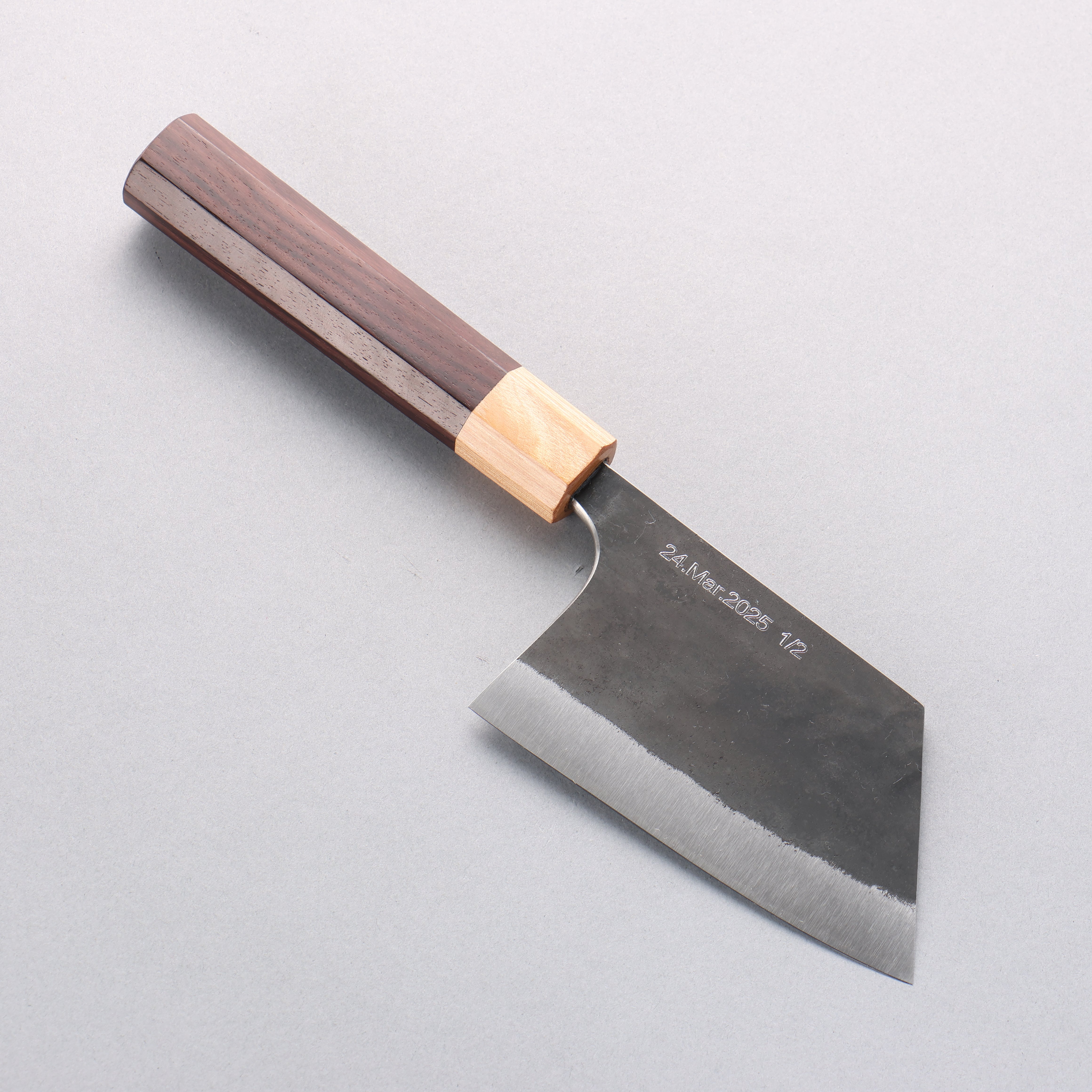 Tinker Blue Super Black Finished 115mm Rosewood Handle Mini Tank - Seisuke Knife
