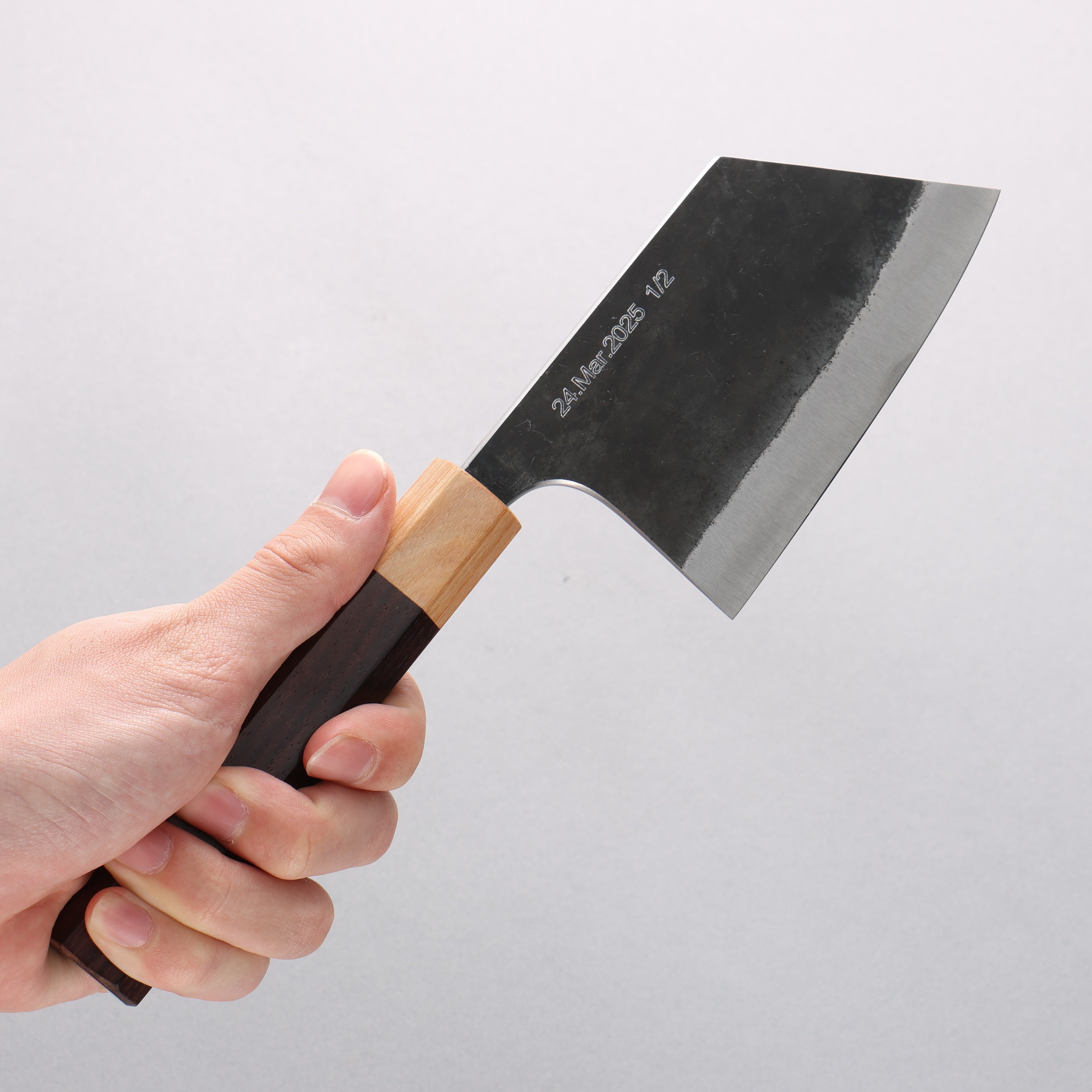 Tinker Blue Super Black Finished 115mm Rosewood Handle Mini Tank - Seisuke Knife