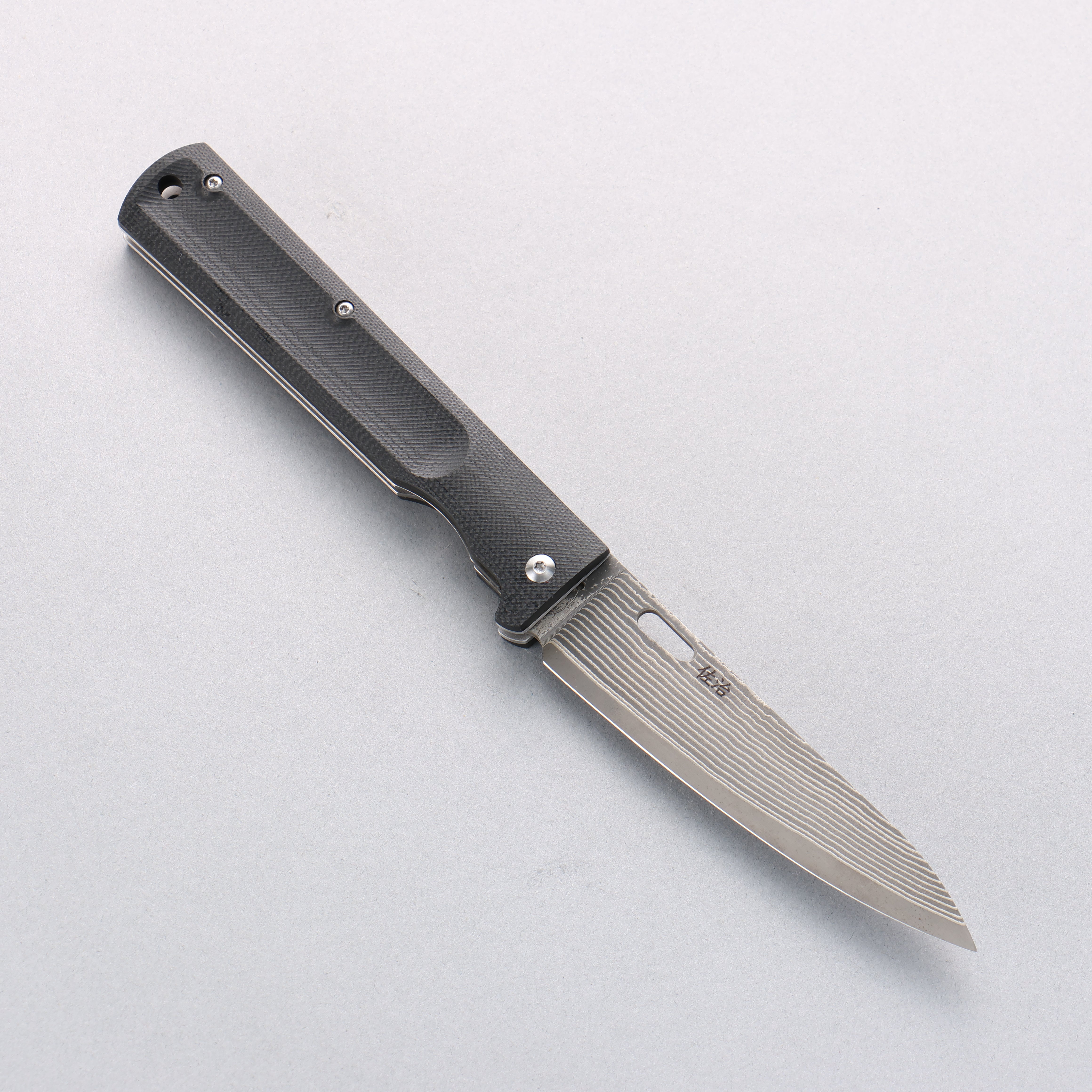 Takeshi Saji SG2 Black Damascus Folding Petty 105mm Carbon Fiber Handle - Seisuke Knife