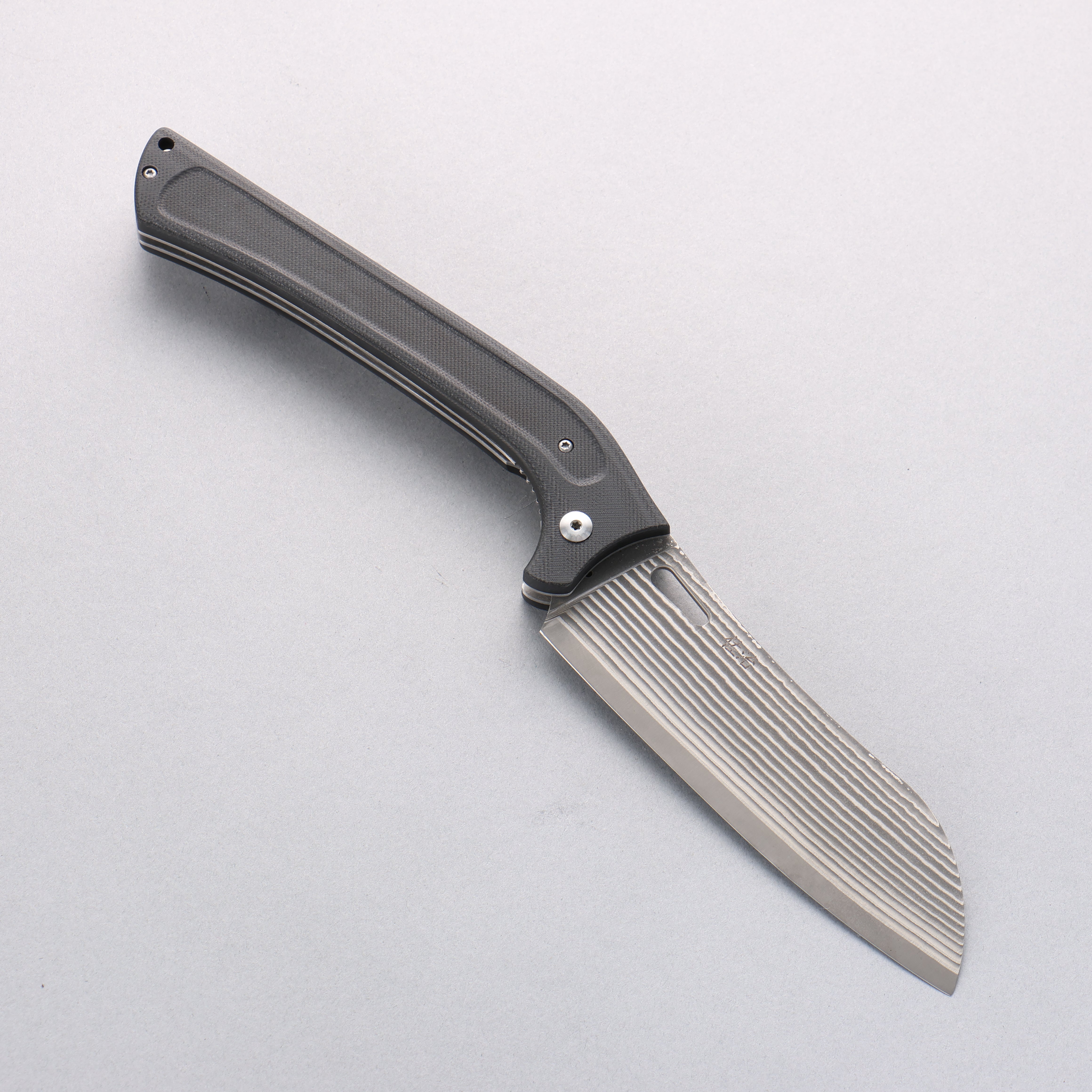 Takeshi Saji SG2 Black Damascus Folding Santoku 130mm Carbon Fiber Handle - Seisuke Knife