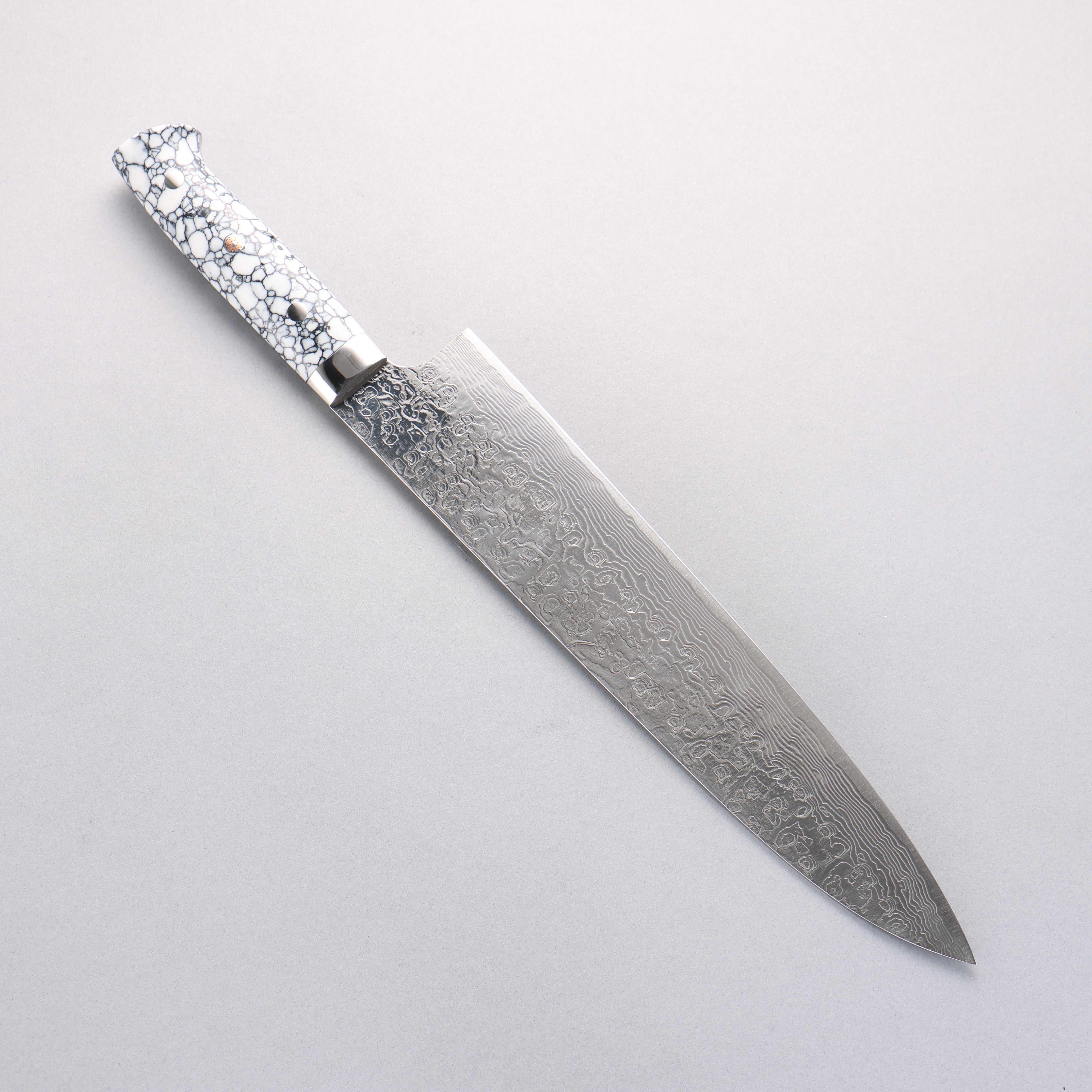 Takeshi Saji SG2 Diamond Finish Damascus Gyuto 270mm White Turquoise Handle - Seisuke Knife