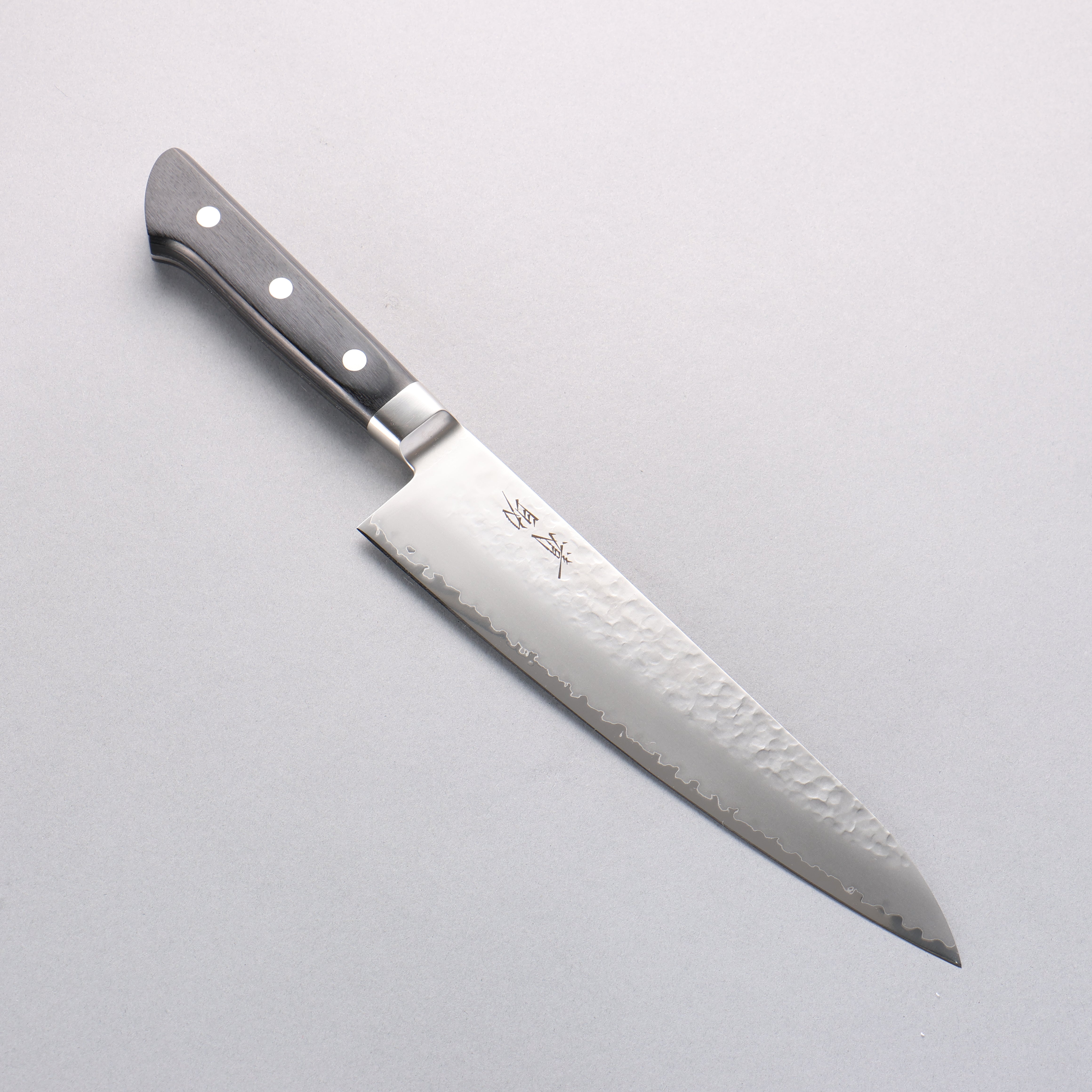 Seisuke VG5 Hammered Kasumitogi Gyuto 210mm Black Pakka wood Handle - Seisuke Knife