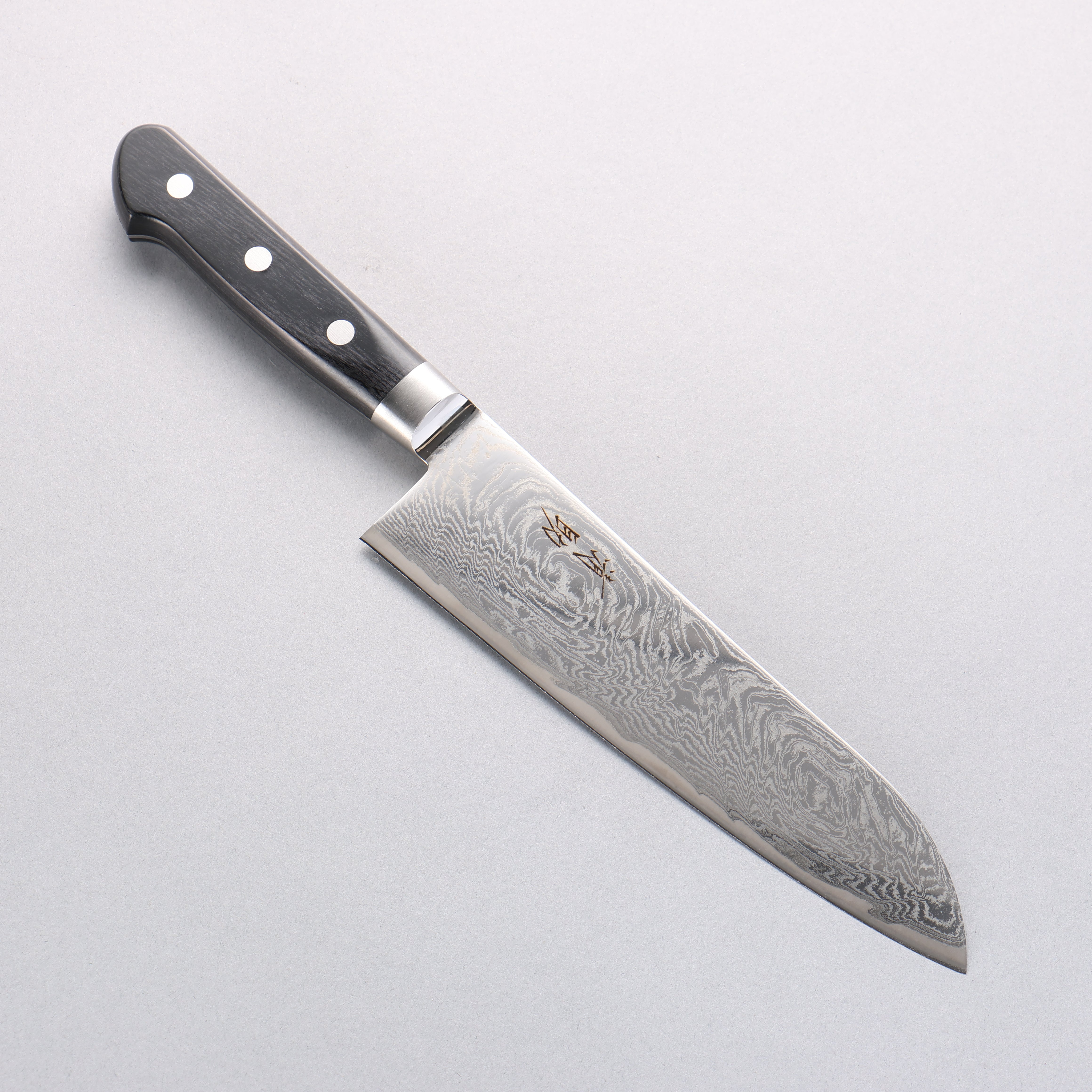 Seisuke Nami AUS10 Mirrored Damascus Santoku 180mm Black Pakkawood Handle - Seisuke Knife