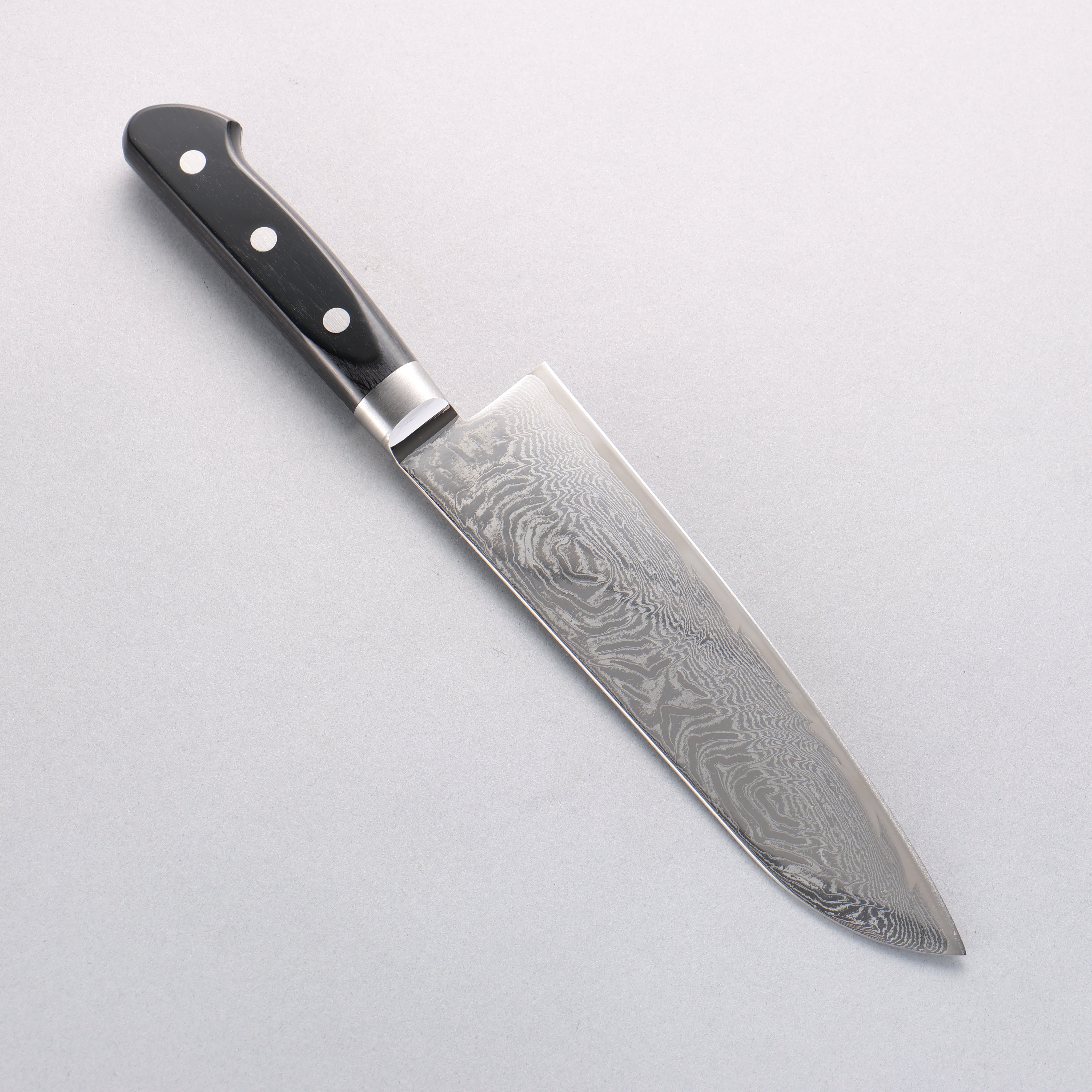 Seisuke Nami AUS10 Mirrored Damascus Santoku 180mm Black Pakkawood Handle - Seisuke Knife