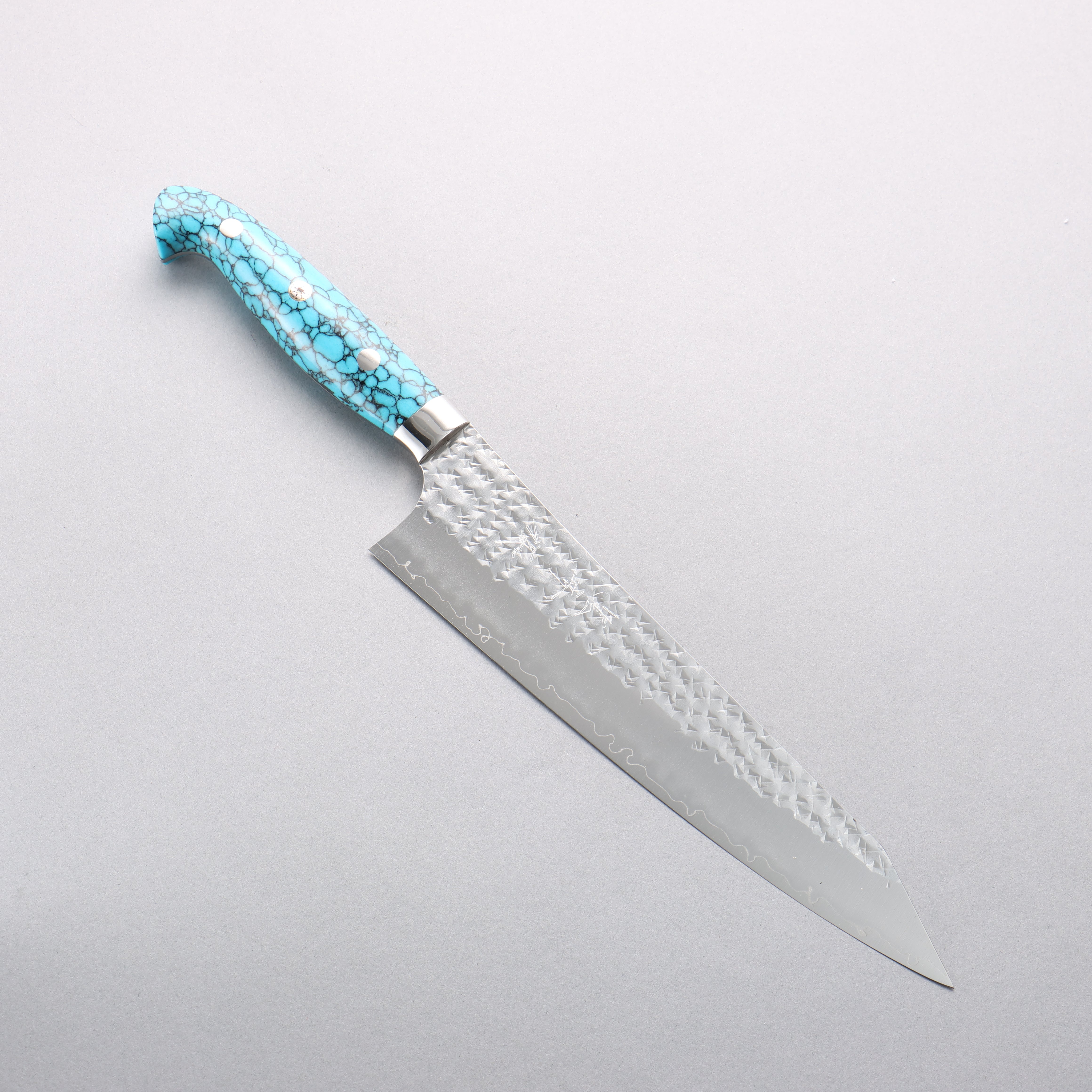 Yu Kurosaki Senko Ei SG2 Hammered Gyuto 210mm Turquoise Handle with Sheath - Seisuke Knife