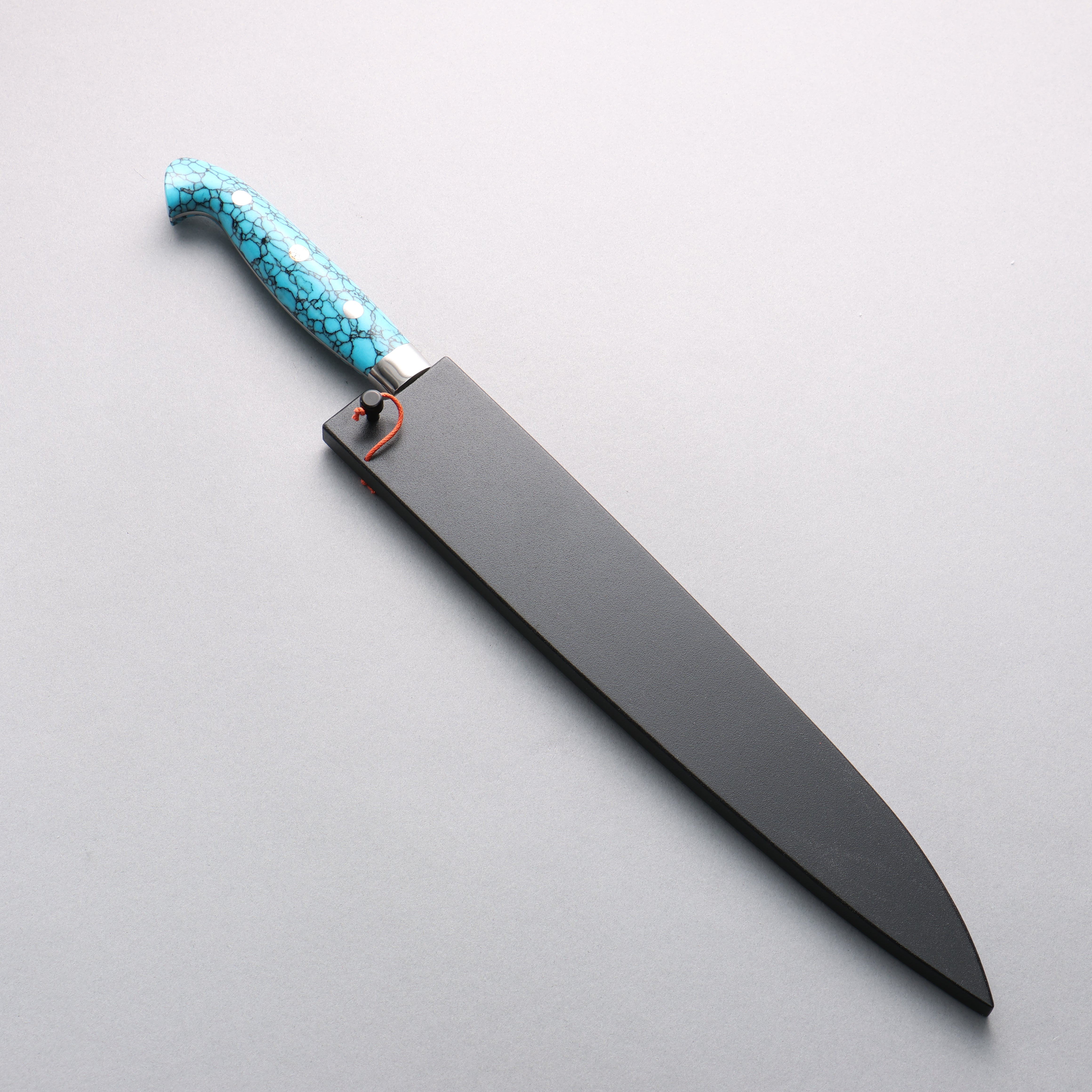 Yu Kurosaki Senko Ei SG2 Hammered Sujihiki 240mm Turquoise Handle with Sheath - Seisuke Knife