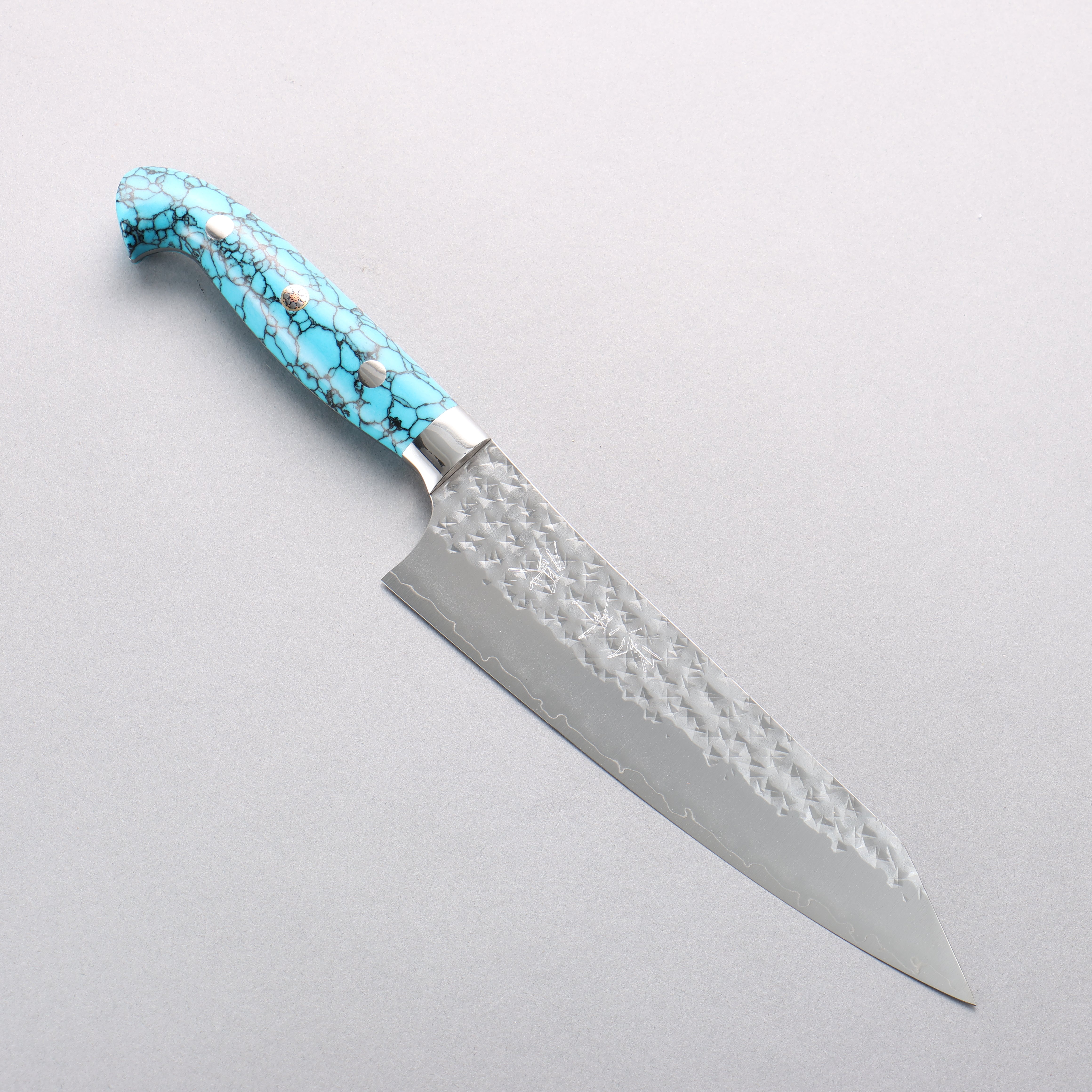 Yu Kurosaki Senko Ei SG2 Hammered Bunka 170mm Turquoise Handle with Sheath - Seisuke Knife