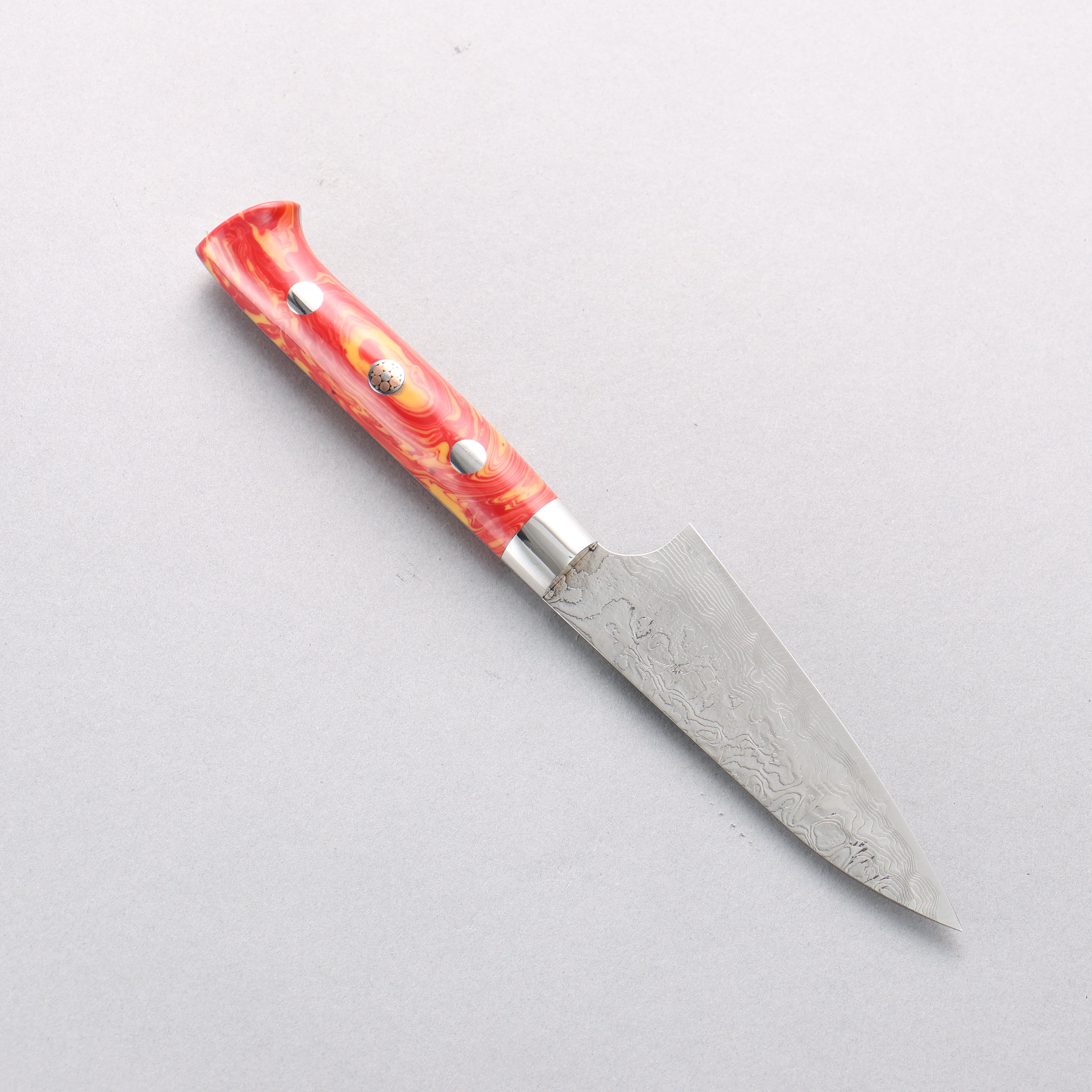 Takeshi Saji SG2 Diamond Finish Damascus Petty-Utility 90mm Red Turquoise Handle - Seisuke Knife