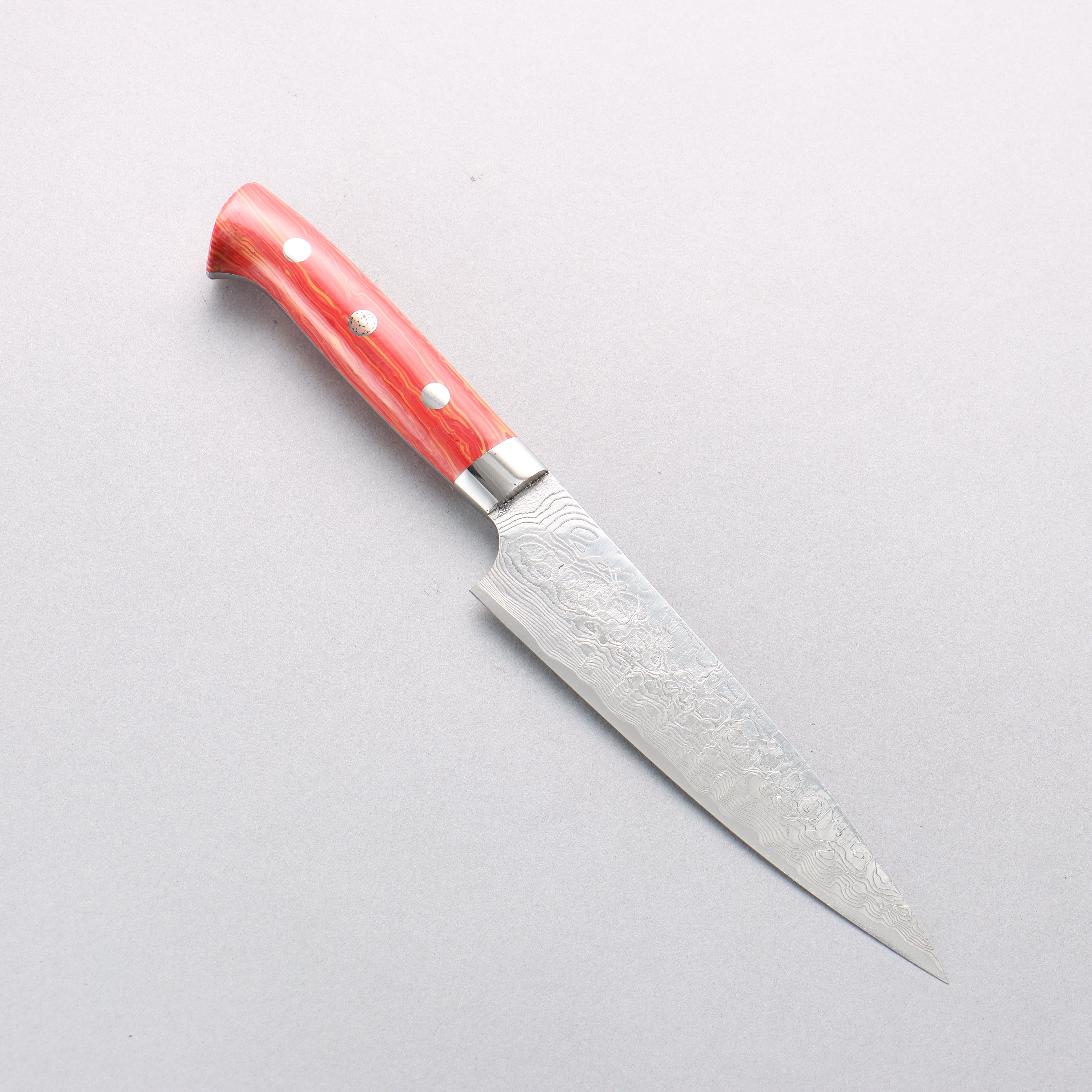 Takeshi Saji SG2 Diamond Finish Damascus Petty-Utility 150mm Red Turquoise Handle - Seisuke Knife
