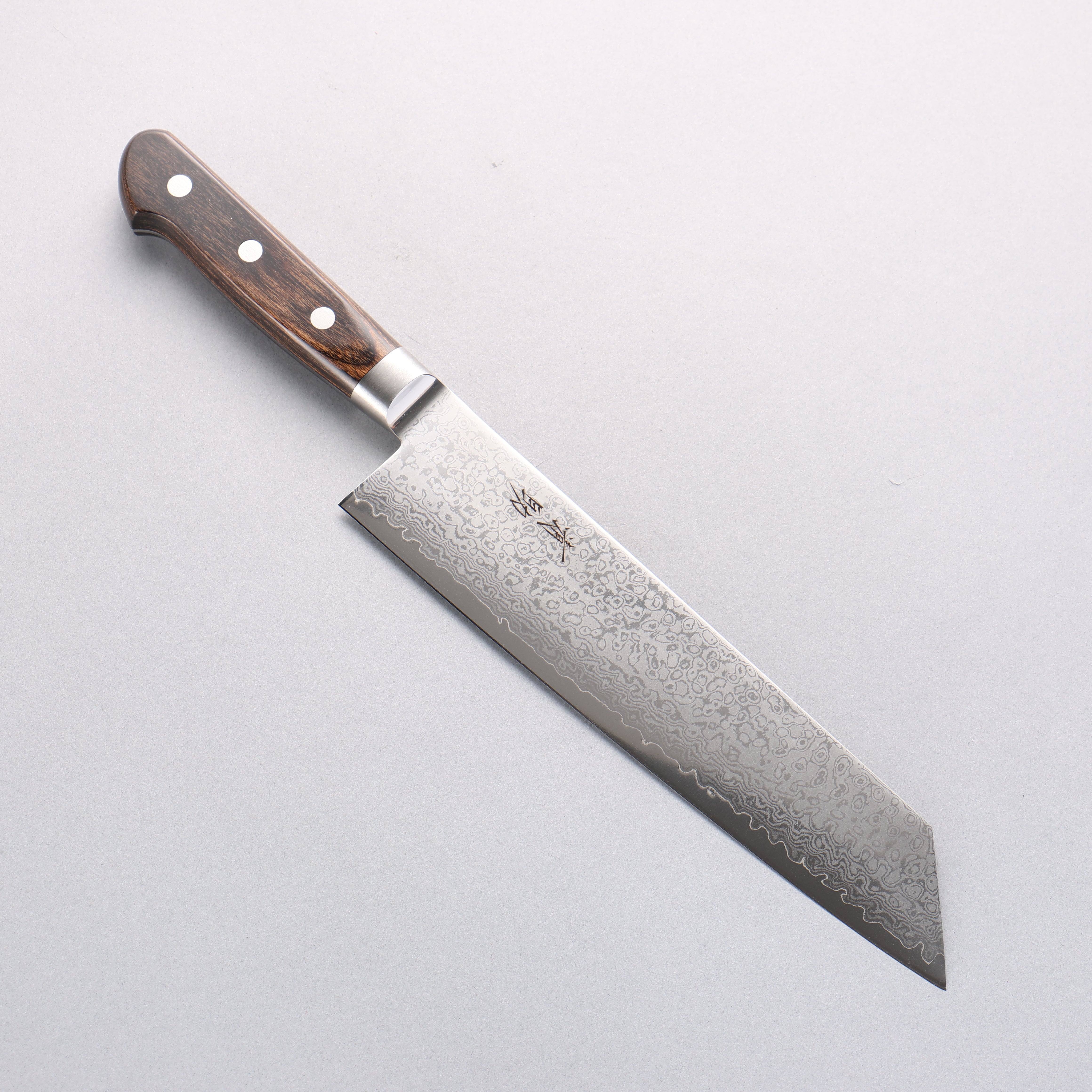 Seisuke VG10 33 Layer Mirrored Finish Damascus Kiritsuke Gyuto 210mm Brown Pakka wood Handle - Seisuke Knife