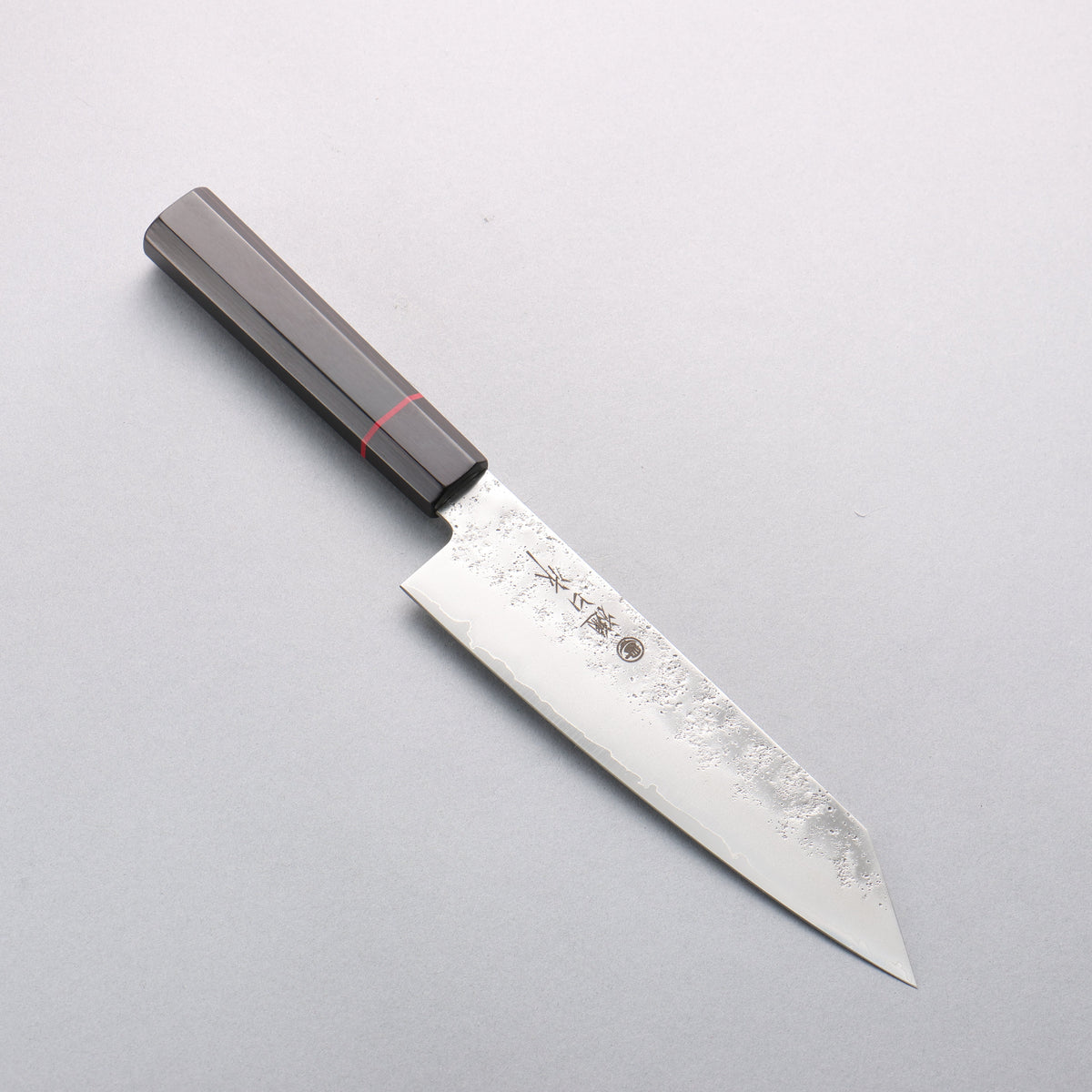 たつのすけ Higuchi Silver Steel No.3 Nashiji Kiritsuke Santoku 180mm Black